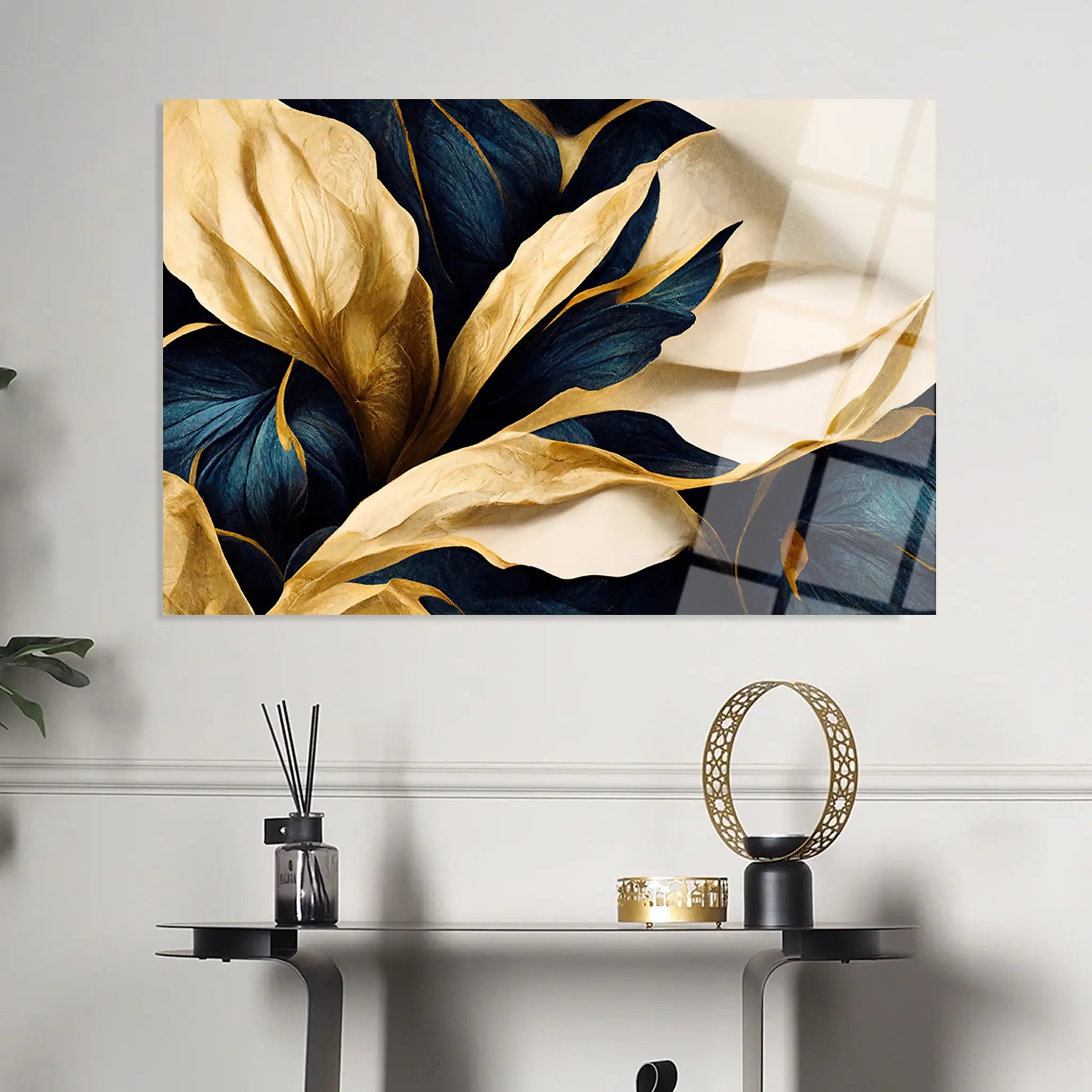 Floral Glass Wall Art GAD079-F 90 x 60 cm