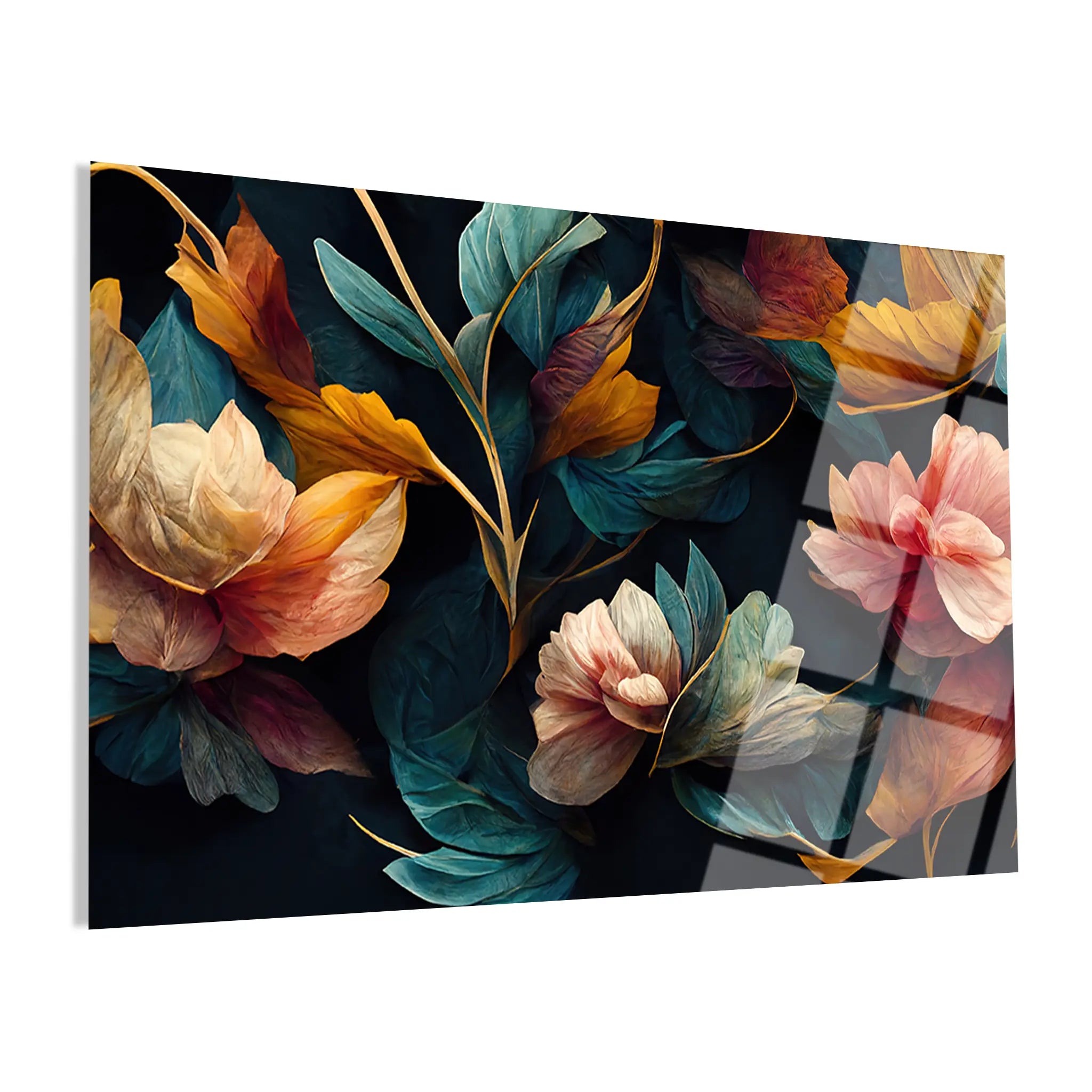 Floral Glass Wall Art GAD082-F 90 x 60 cm