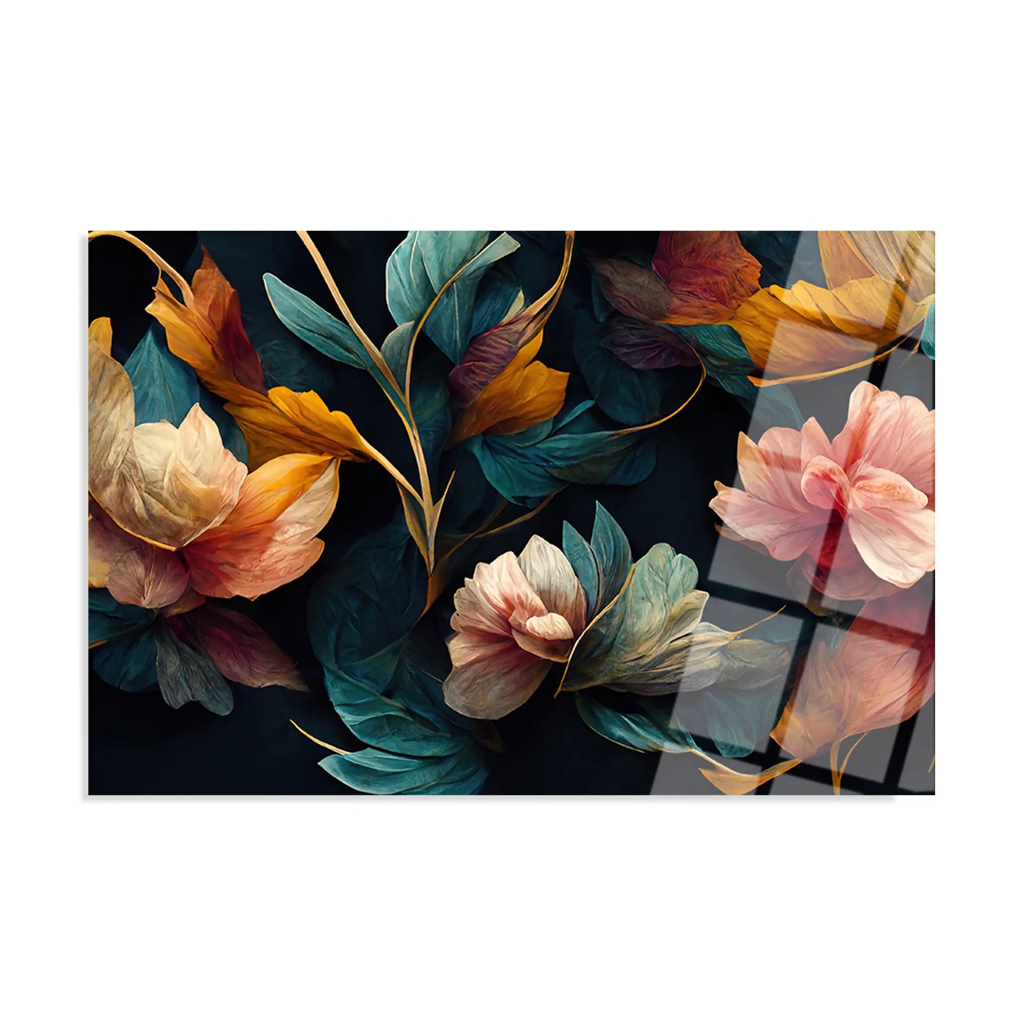 Floral Glass Wall Art GAD082-F 90 x 60 cm