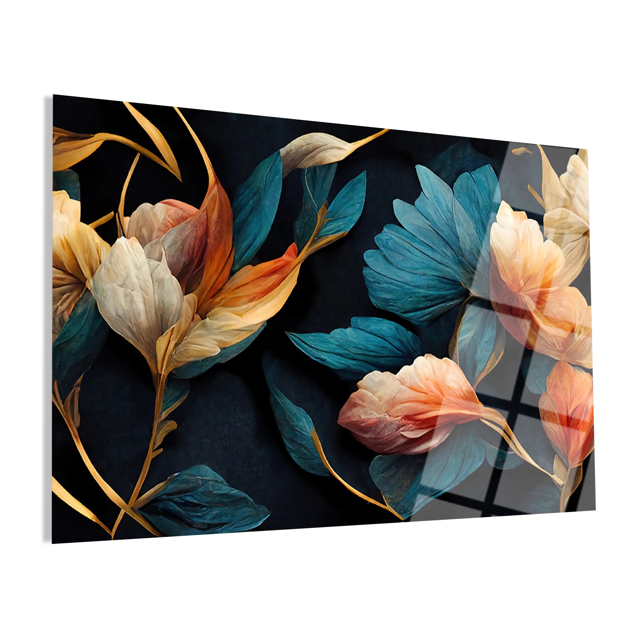 Floral Glass Wall Art GAD083-F 90 x 60 cm