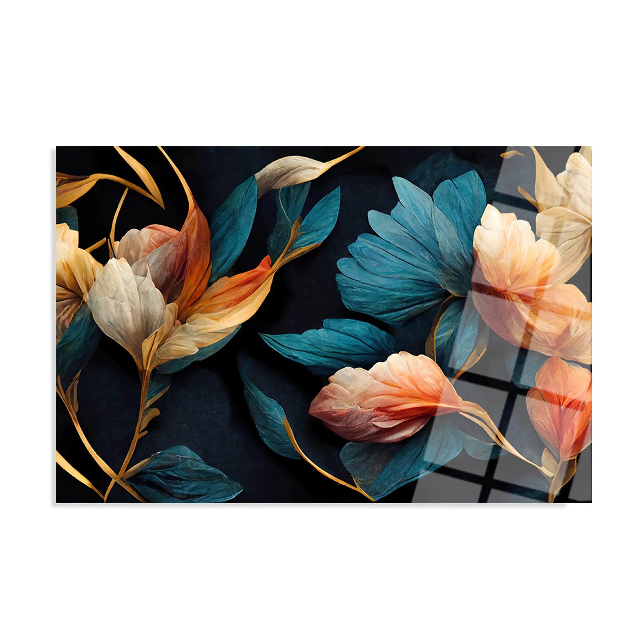 Floral Glass Wall Art GAD083-F 90 x 60 cm