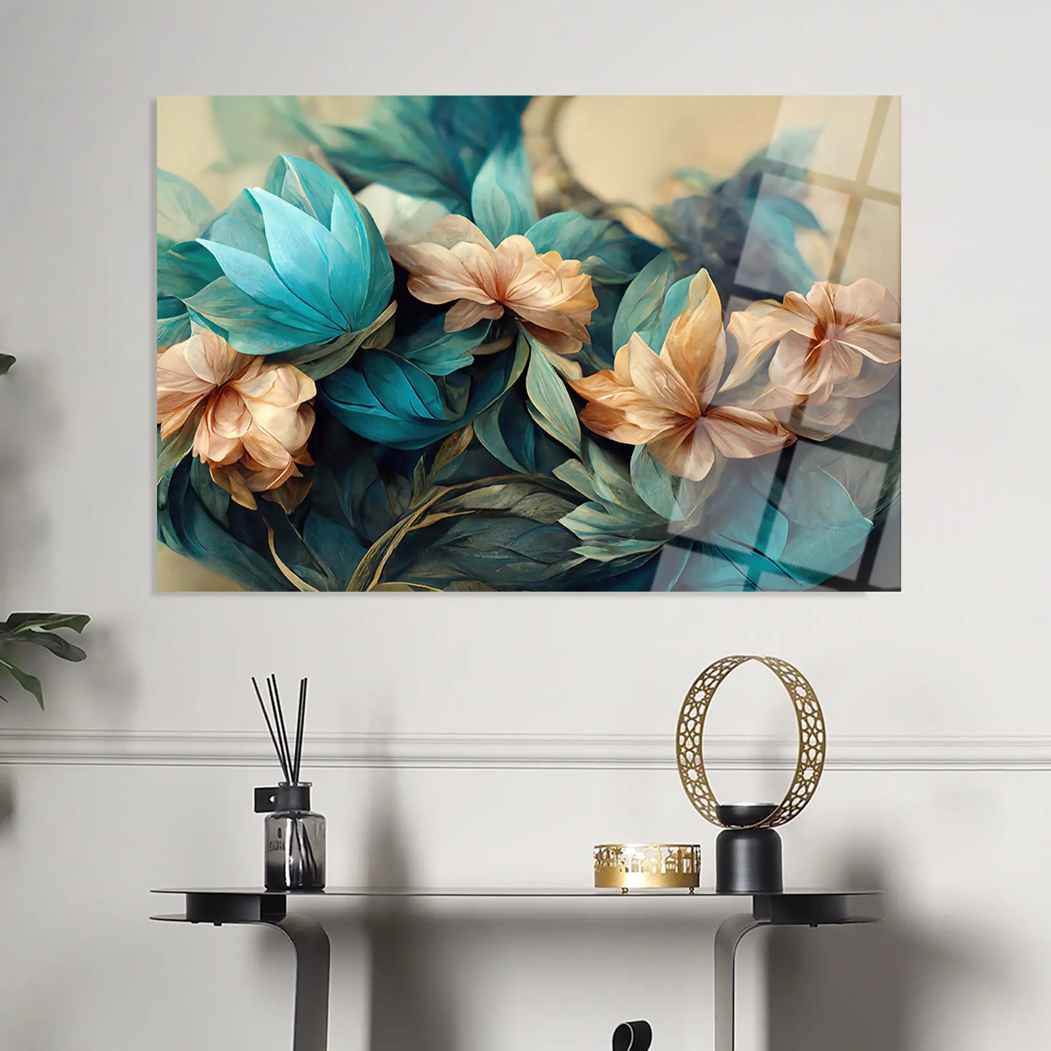 Floral Glass Wall Art GAD084-F 90 x 60 cm