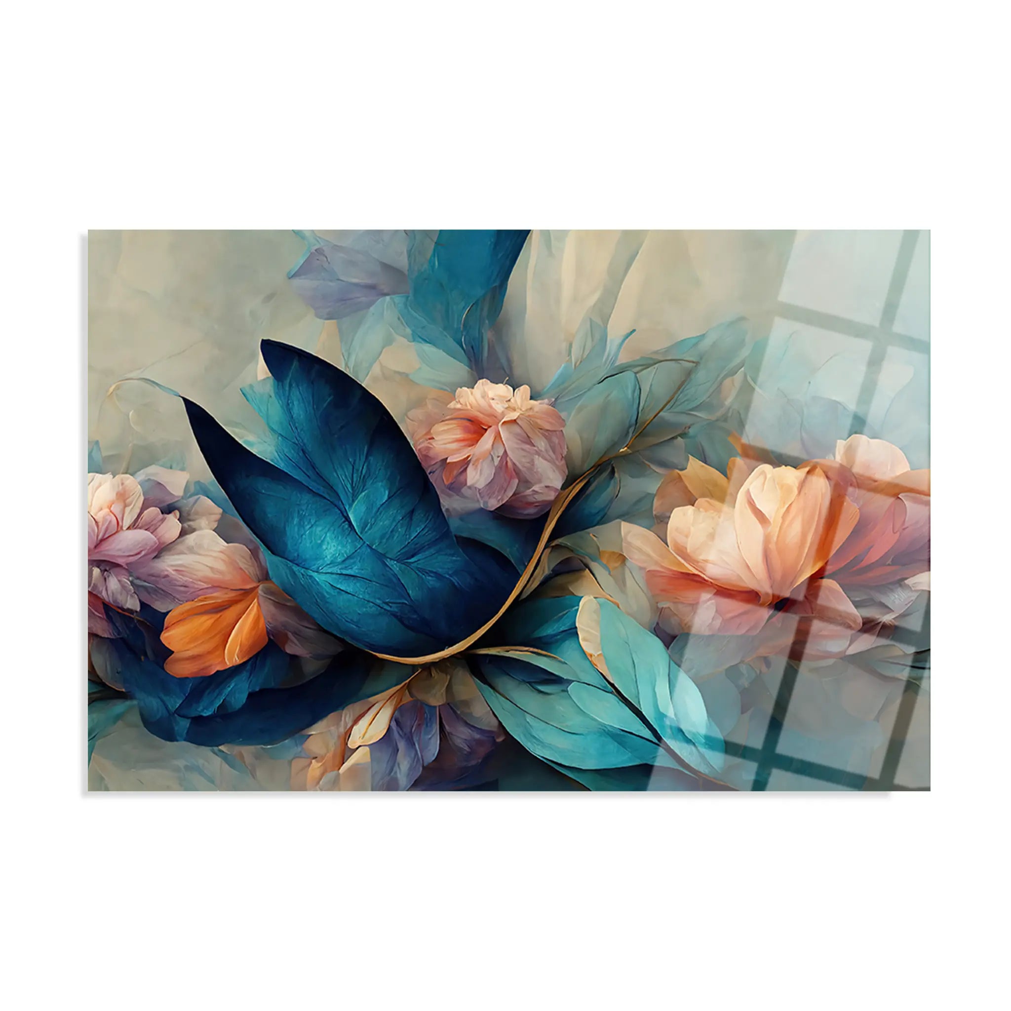 Floral Glass Wall Art GAD085-F 90 x 60 cm