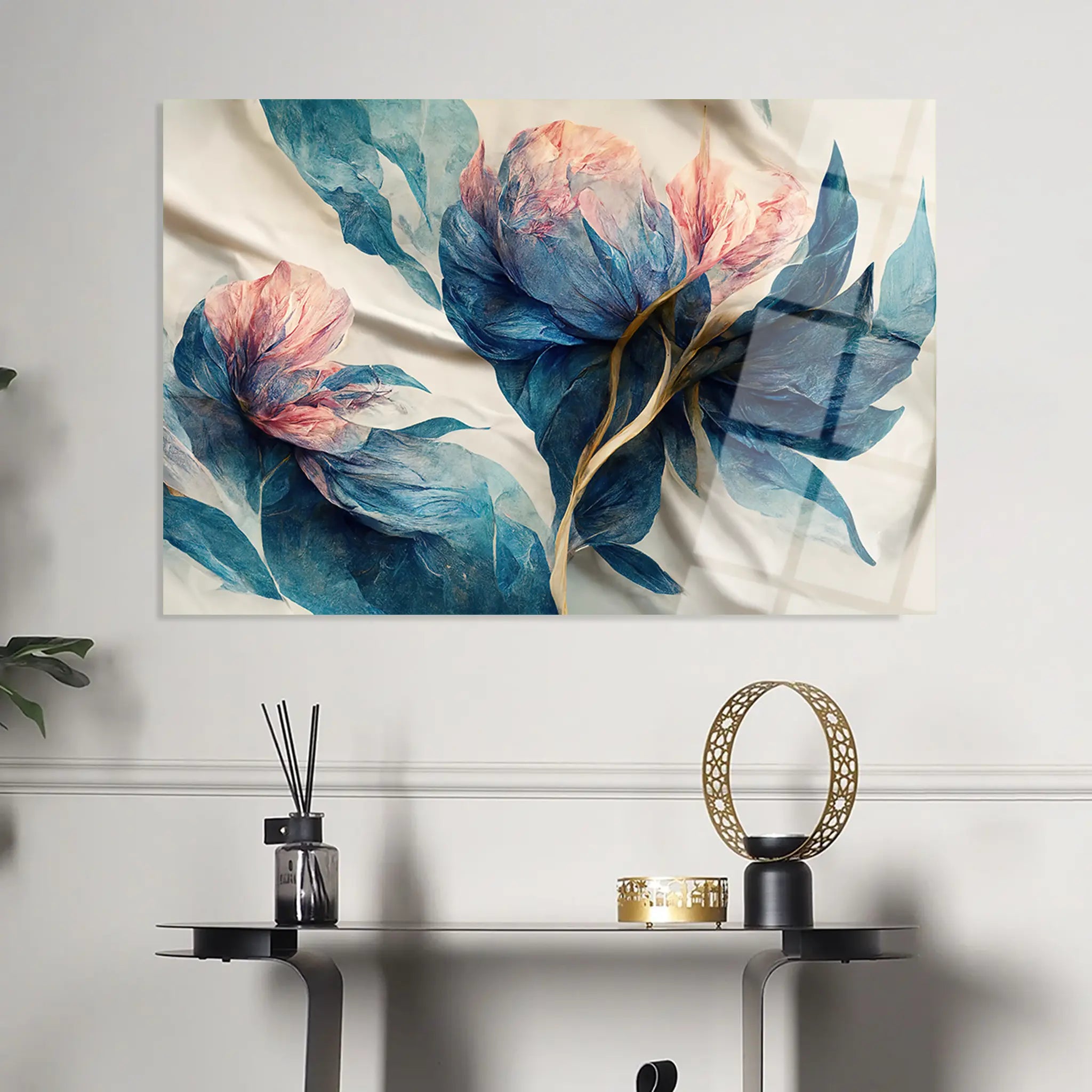 Floral Glass Wall Art GAD086-F 90 x 60 cm