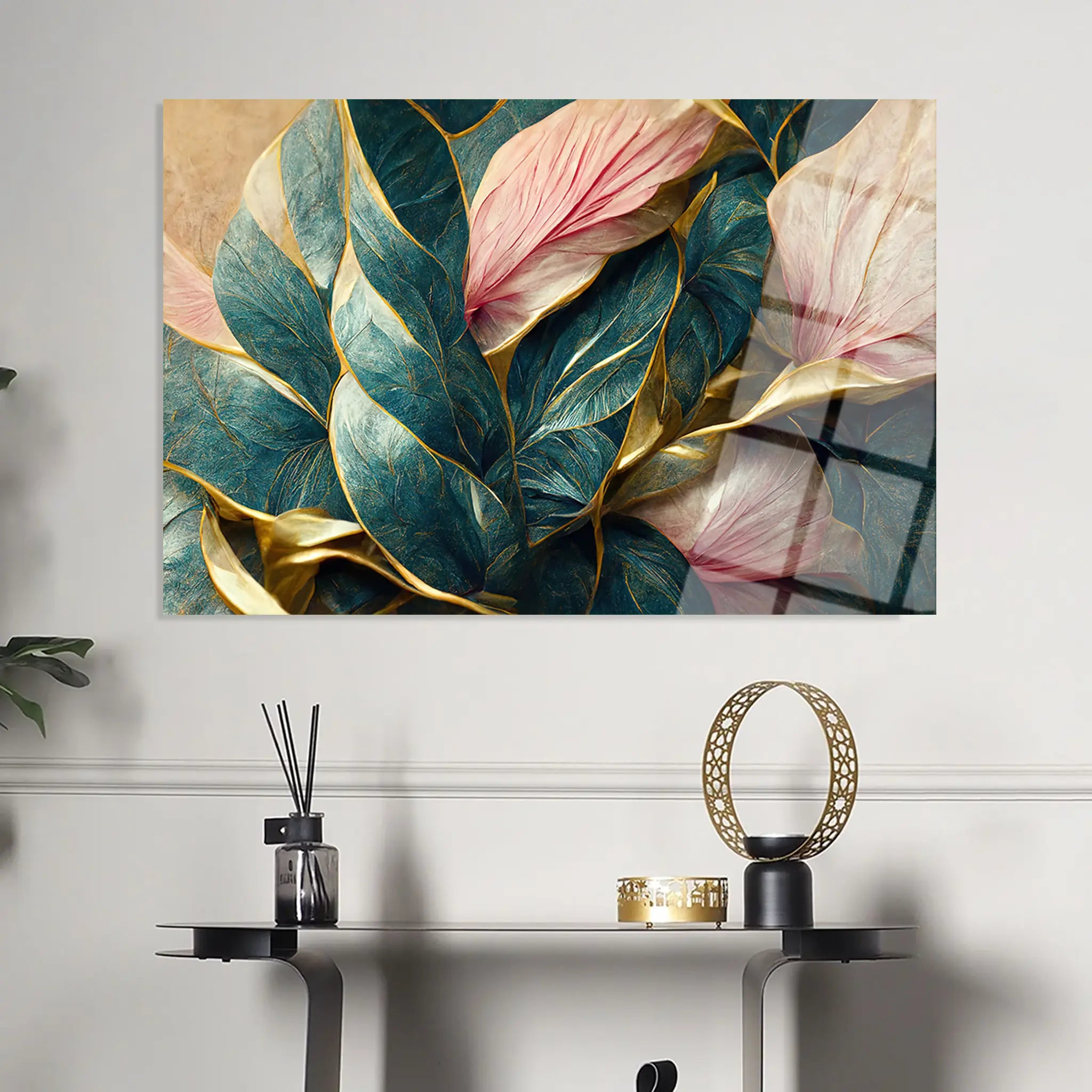 Floral Glass Wall Art GAD087-F 90 x 60 cm