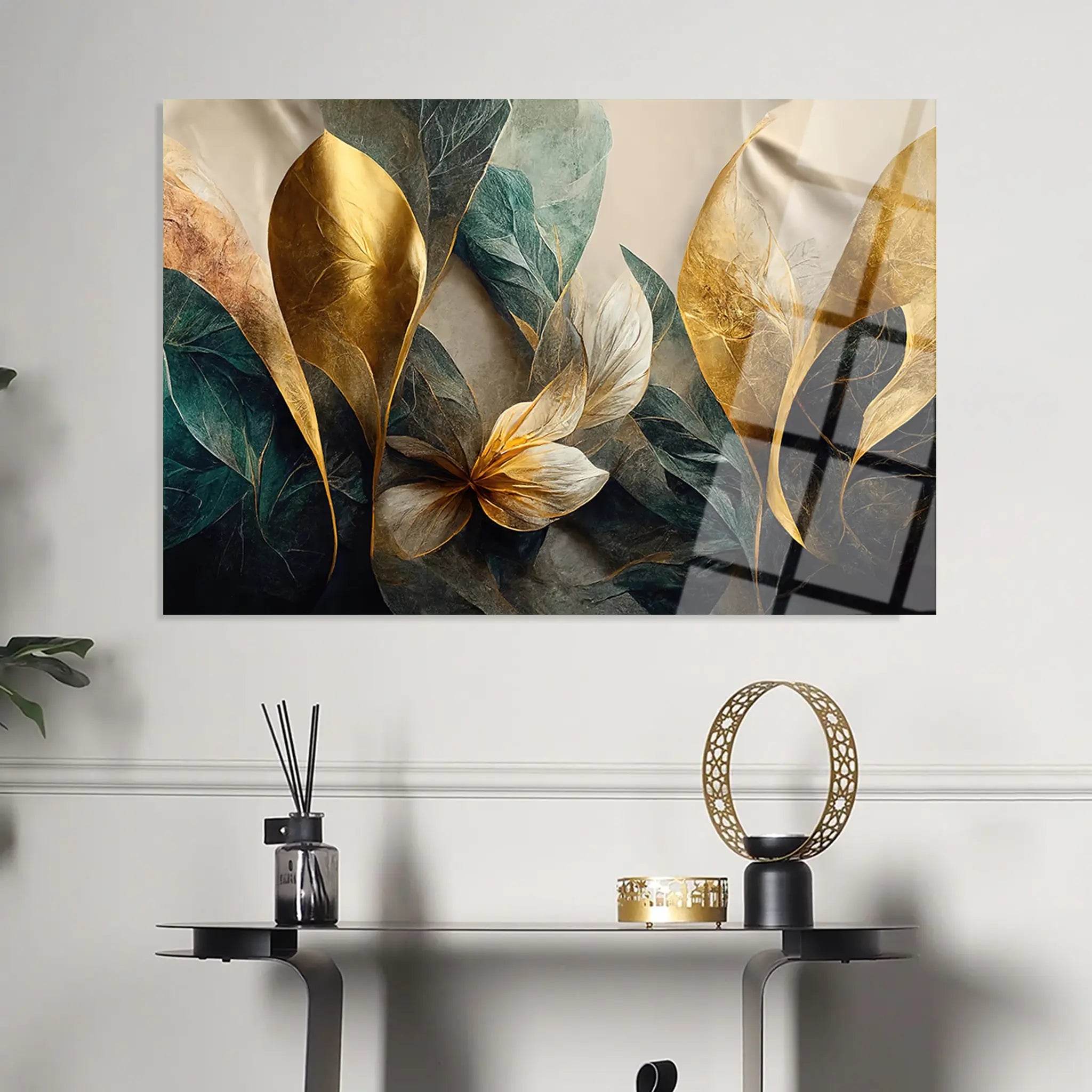 Floral Glass Wall Art GAD088-F 90 x 60 cm