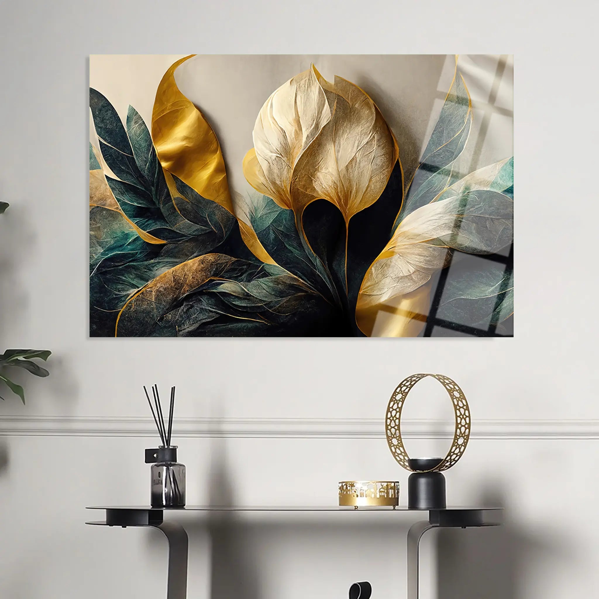 Floral Glass Wall Art GAD091-F 90 x 60 cm