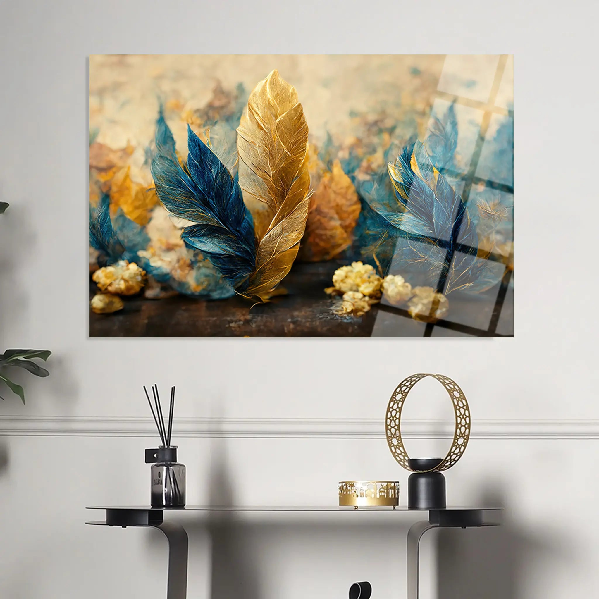 Floral Glass Wall Art GAD097-F 90 x 60 cm