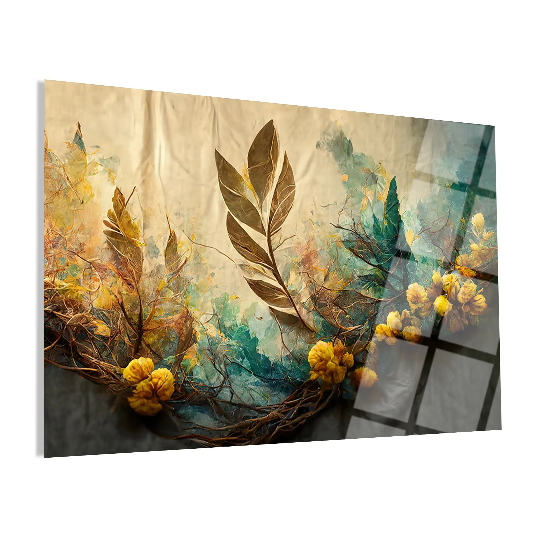 Floral Glass Wall Art GAD098-F 90 x 60 cm