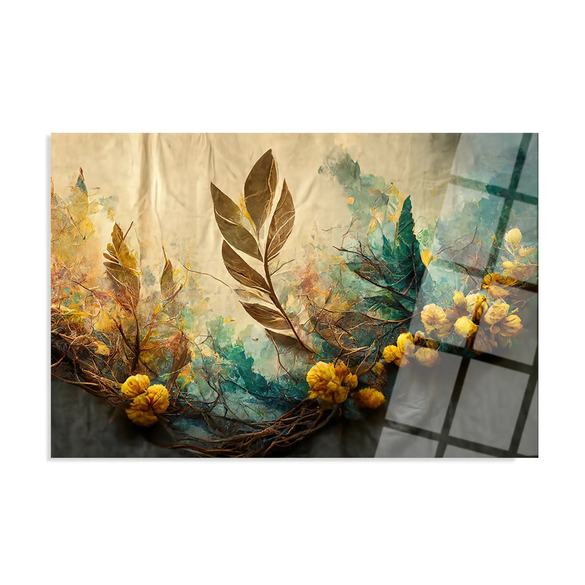 Floral Glass Wall Art GAD098-F 90 x 60 cm