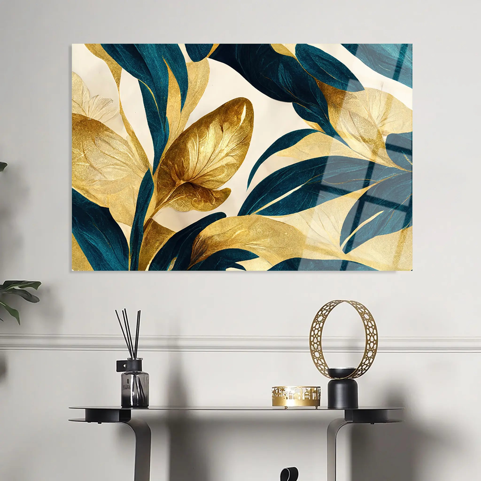 Floral Glass Wall Art GAD102-F 90 x 60 cm