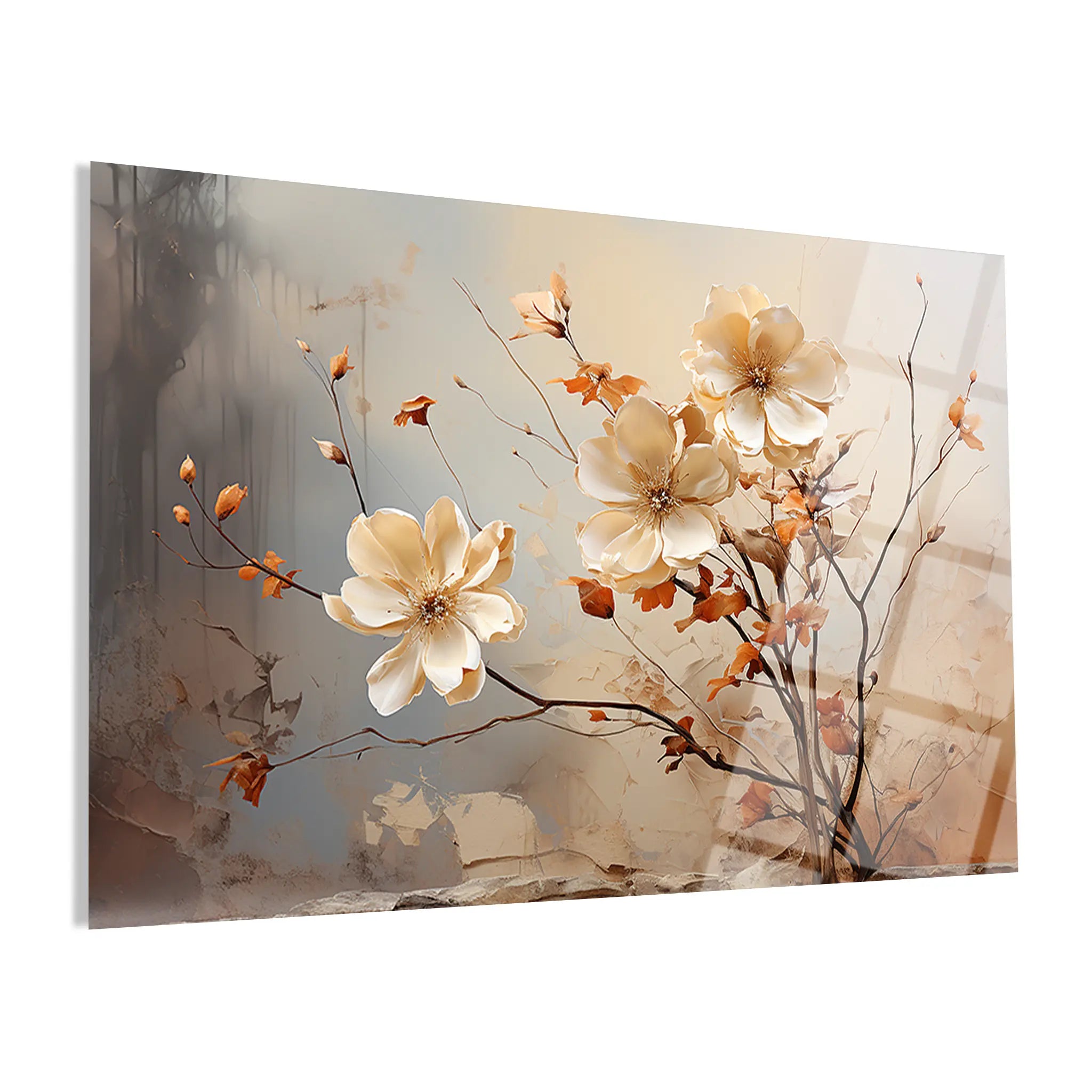 Floral Glass Wall Art GAD107-F 90 x 60 cm