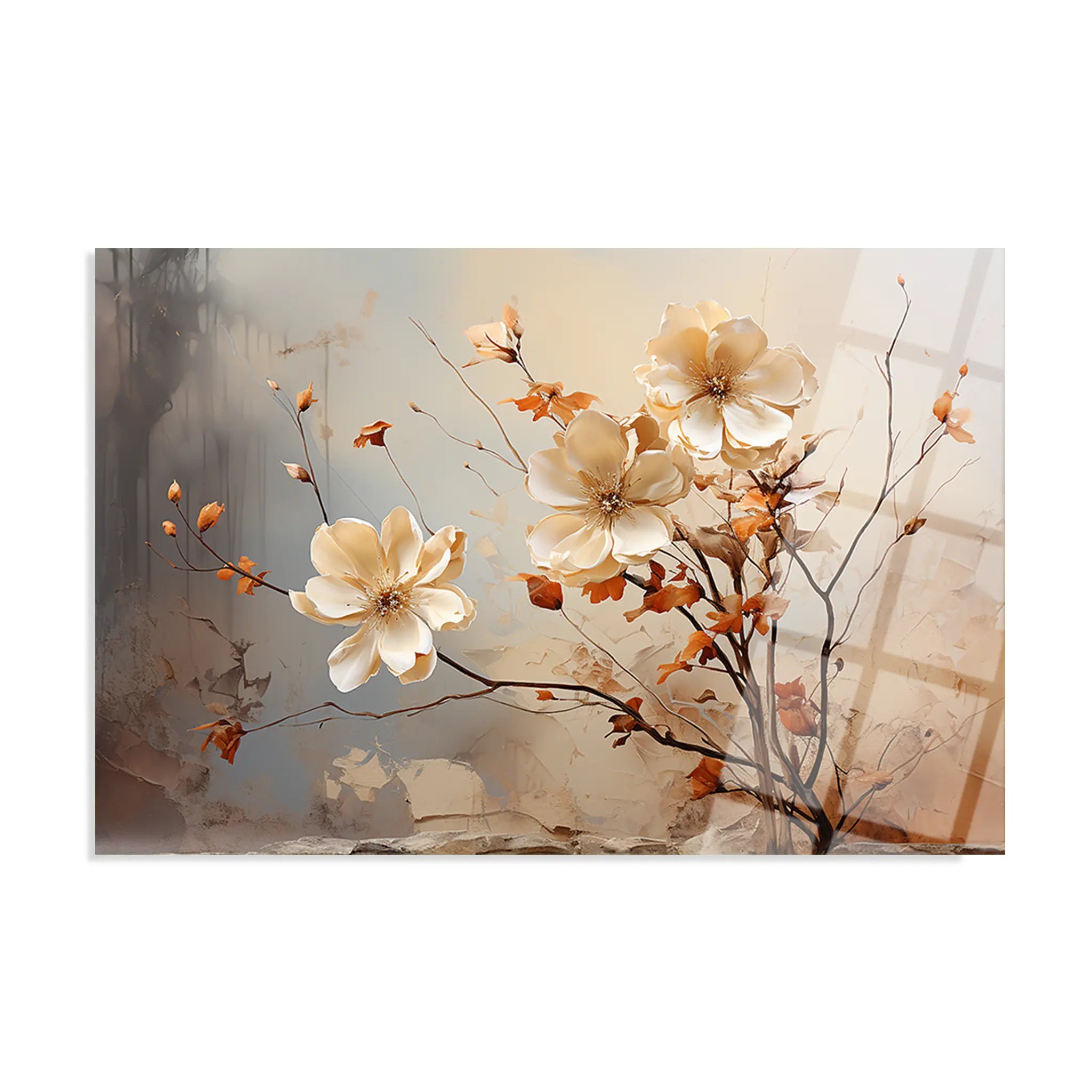 Floral Glass Wall Art GAD107-F 90 x 60 cm