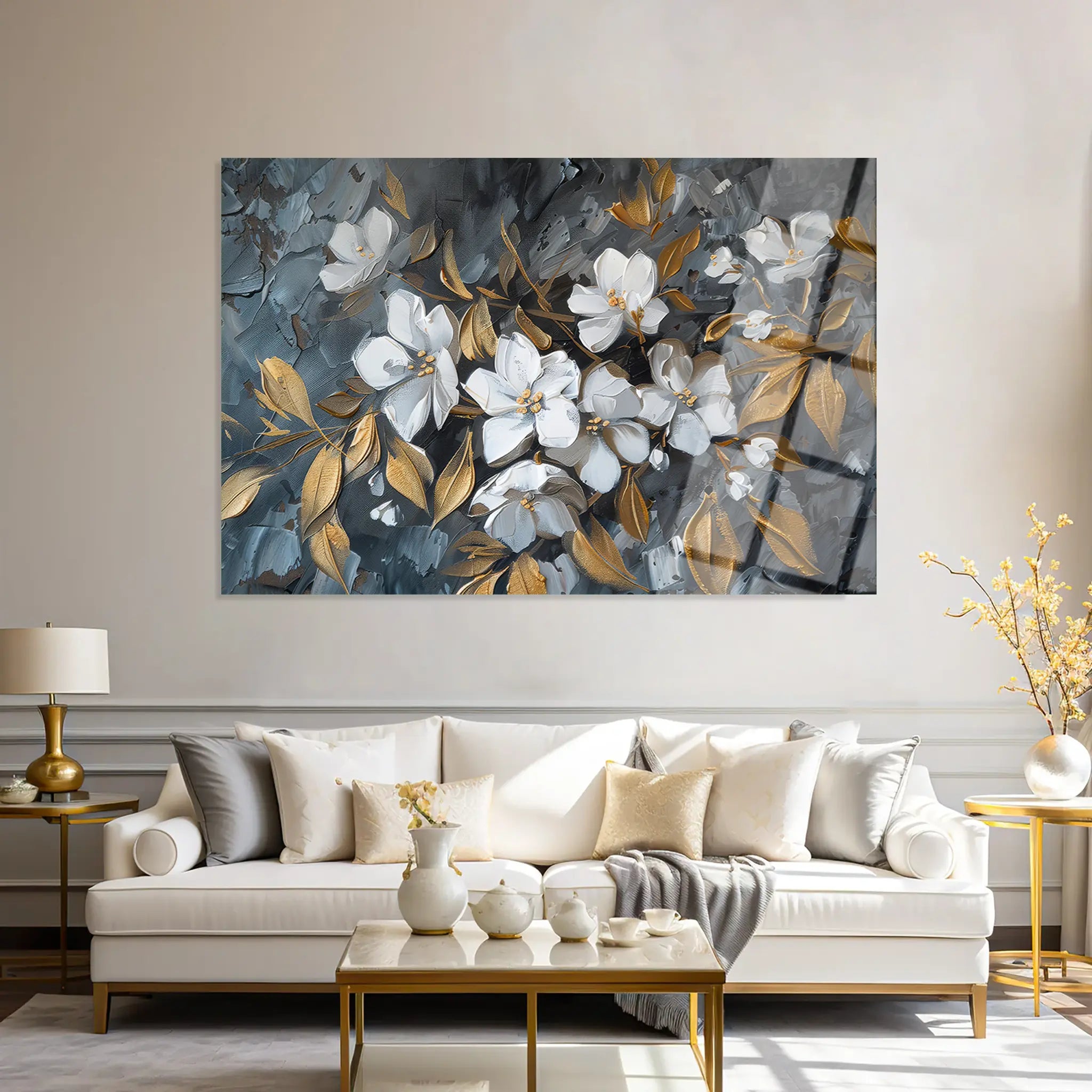 Floral Glass Wall Art GAD113-F 90 x 60 cm