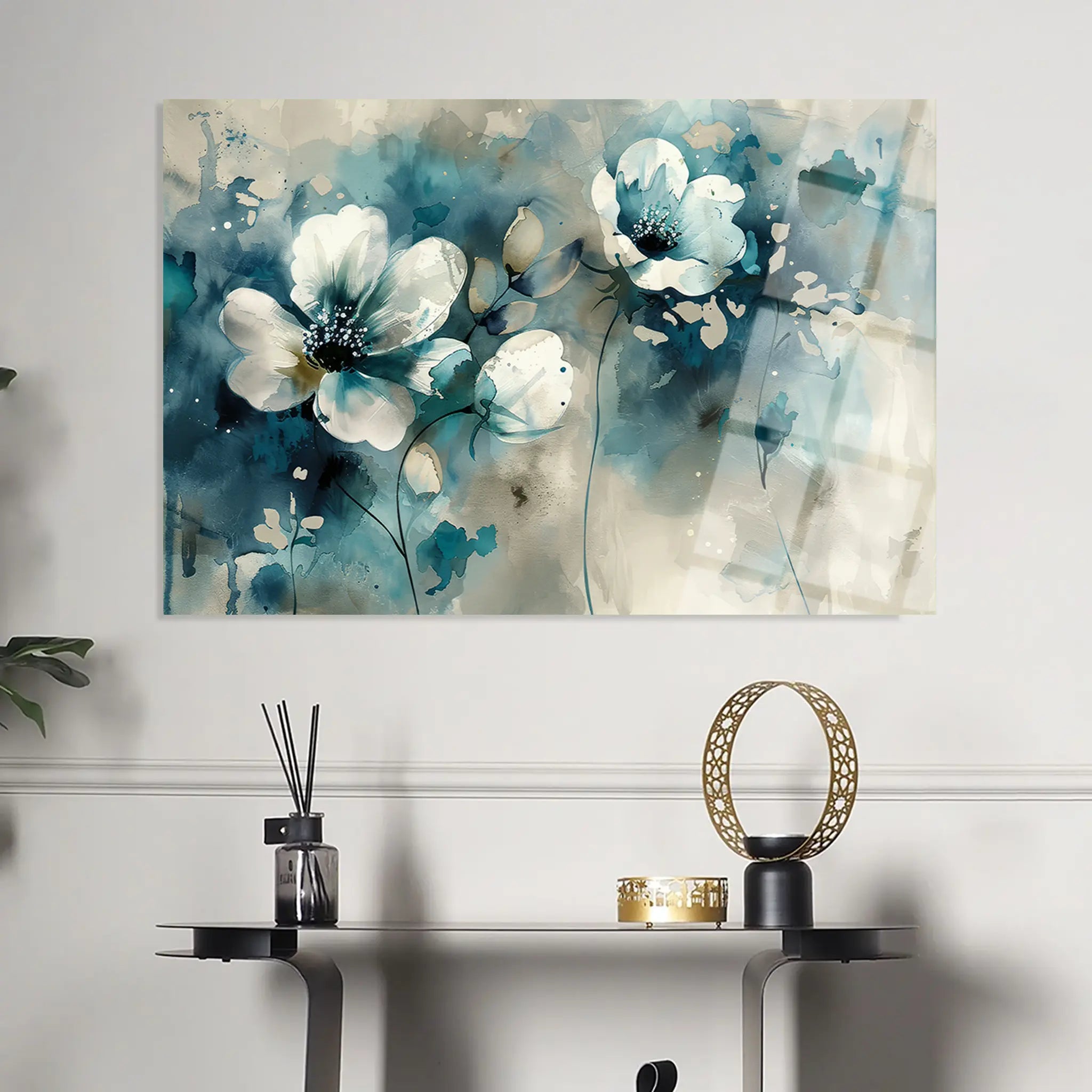 Floral Glass Wall Art GAD119-F 90 x 60 cm