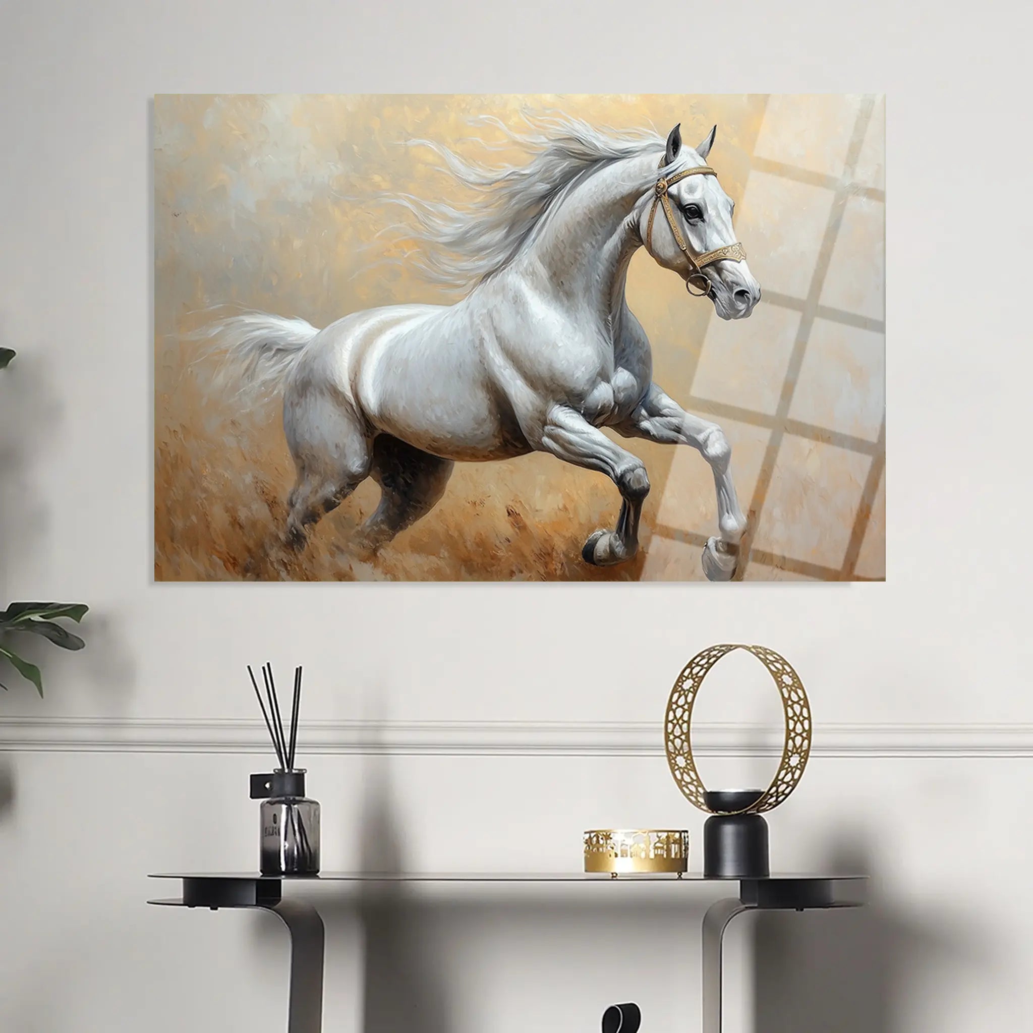 Horses Glass Wall Art GAD119-H 90 x 60 cm
