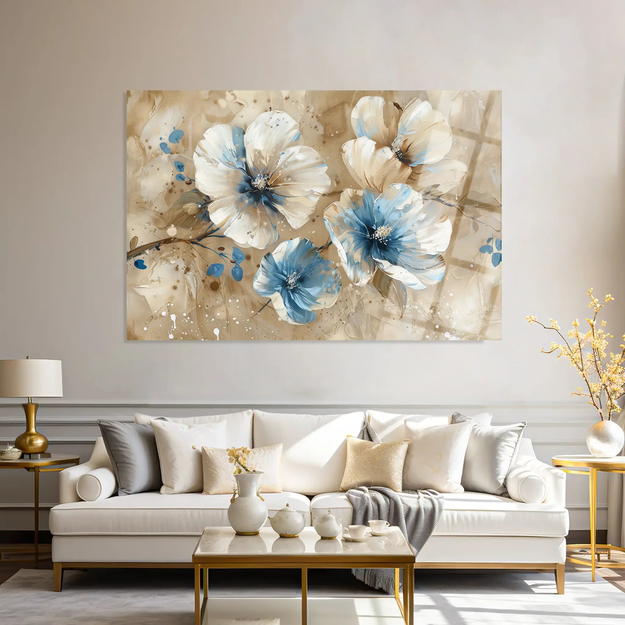 Floral Glass Wall Art GAD122-F 90 x 60 cm