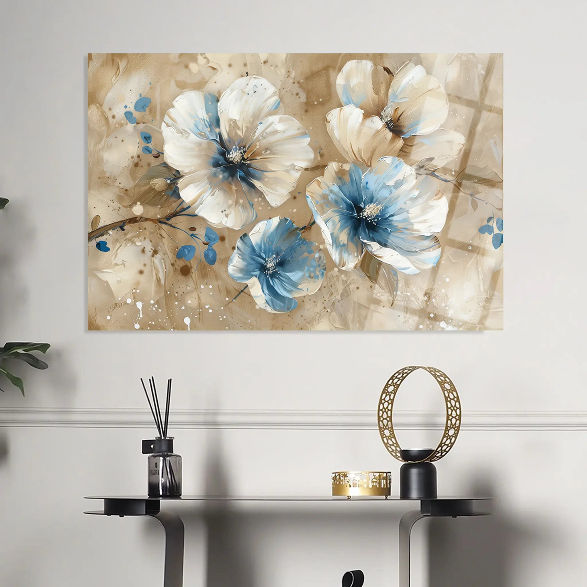 Floral Glass Wall Art GAD122-F 90 x 60 cm