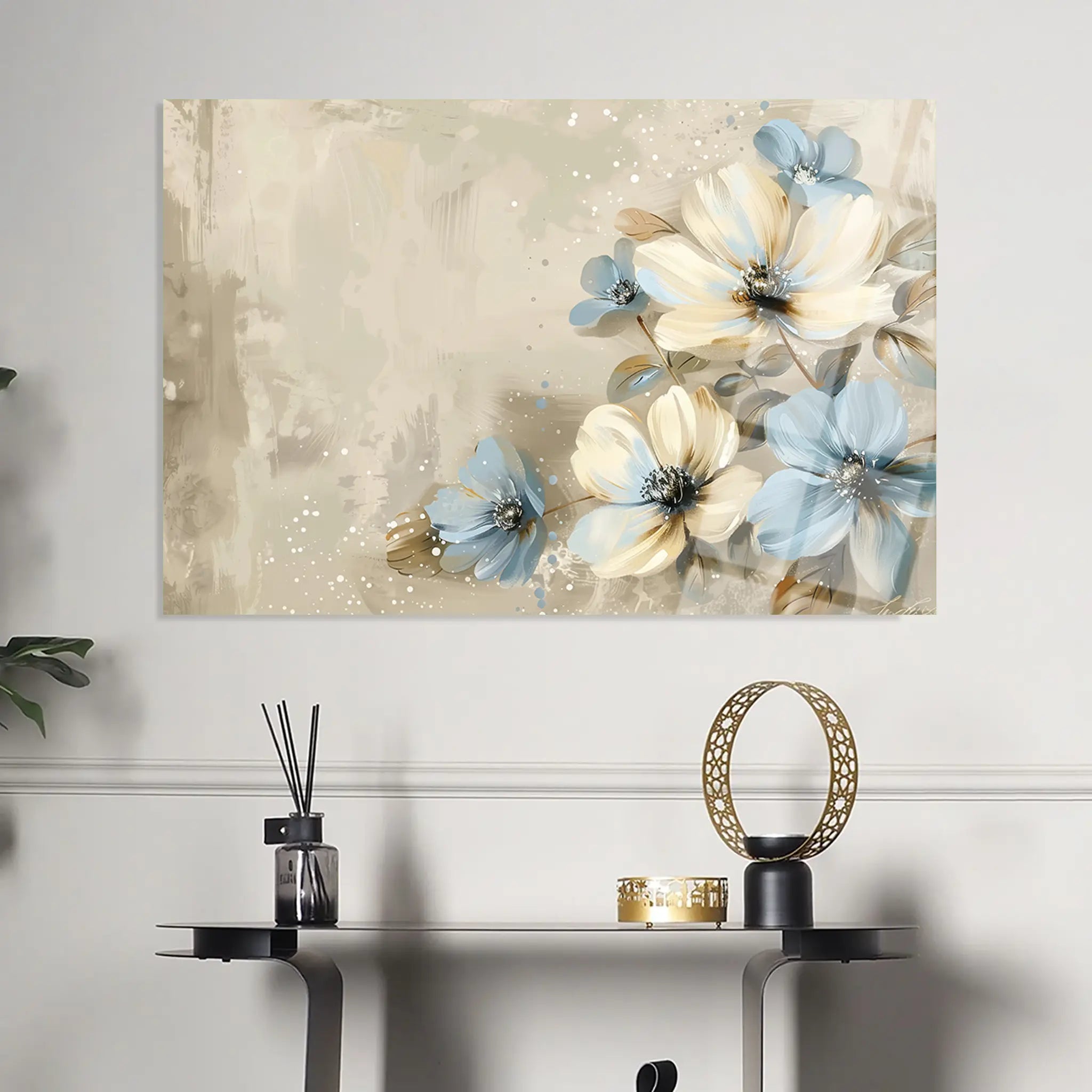 Floral Glass Wall Art GAD123-F 90 x 60 cm