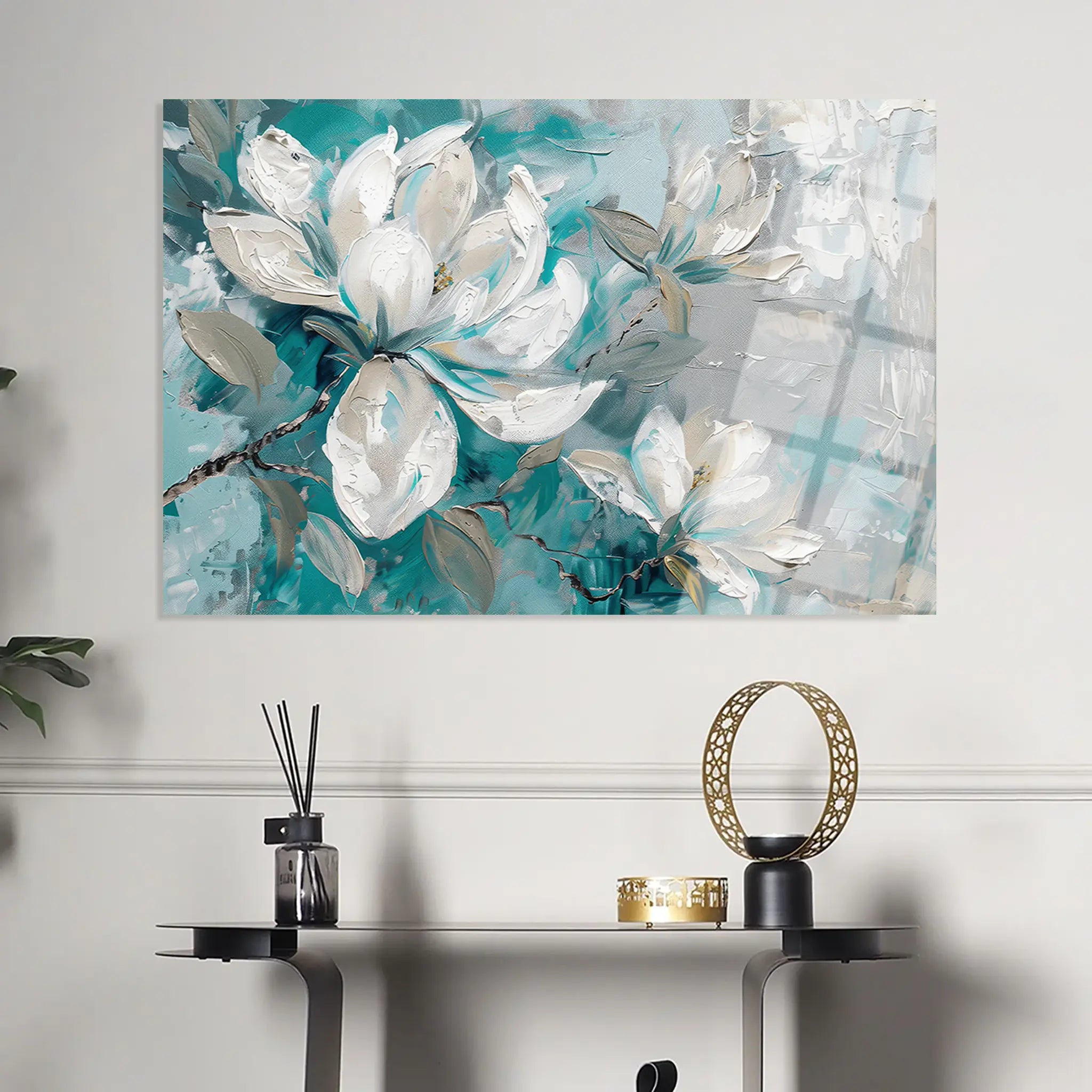 Floral Glass Wall Art GAD125-F 90 x 60 cm