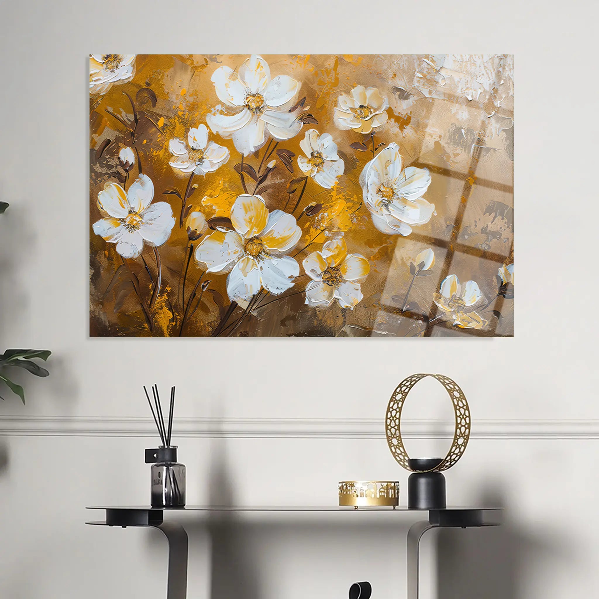 Floral Glass Wall Art GAD126-F 90 x 60 cm