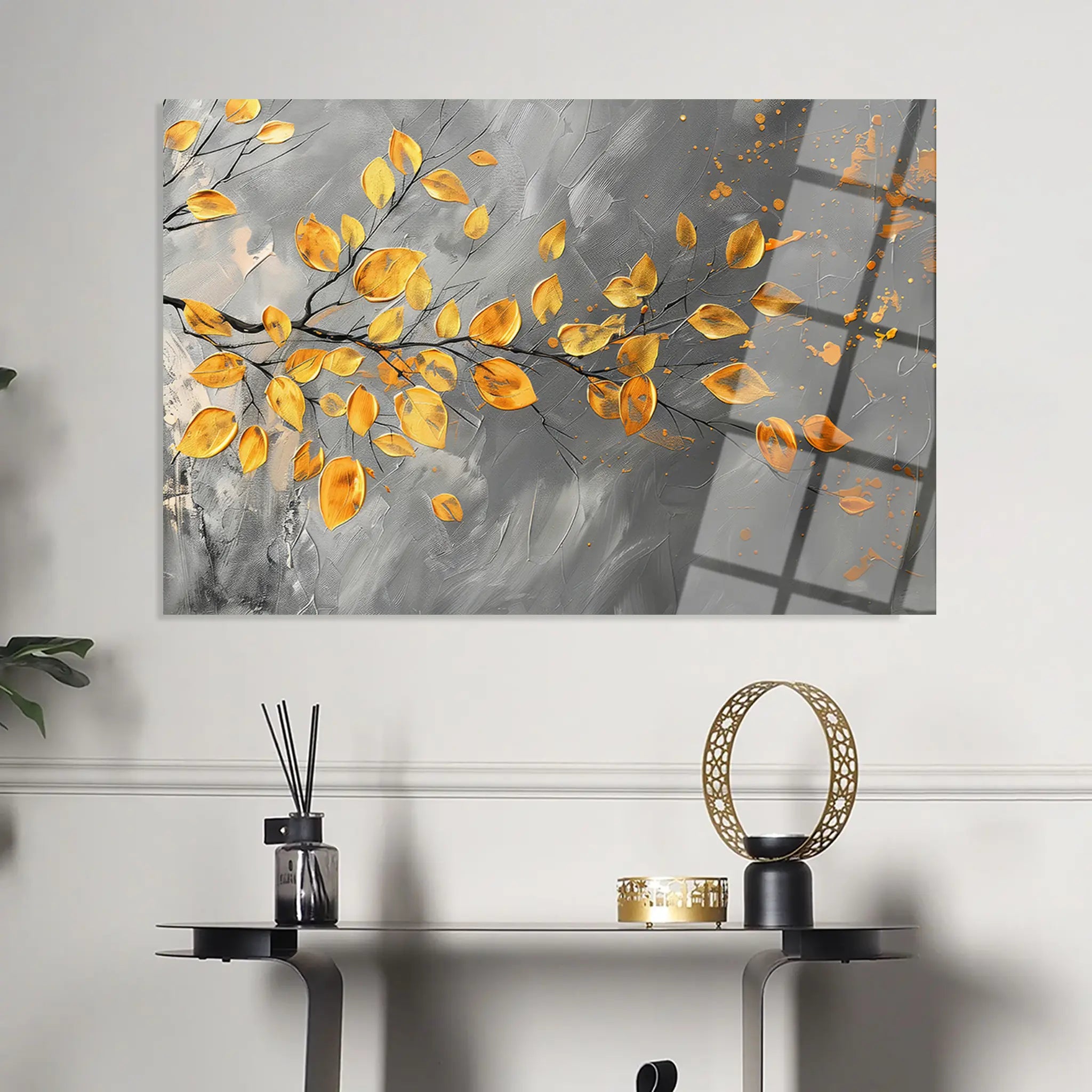 Floral Glass Wall Art GAD128-F 90 x 60 cm