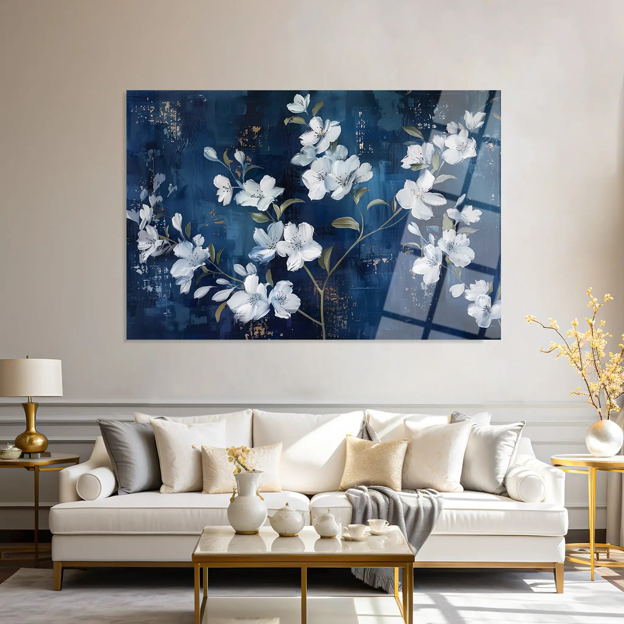 Floral Glass Wall Art GAD129-F 90 x 60 cm