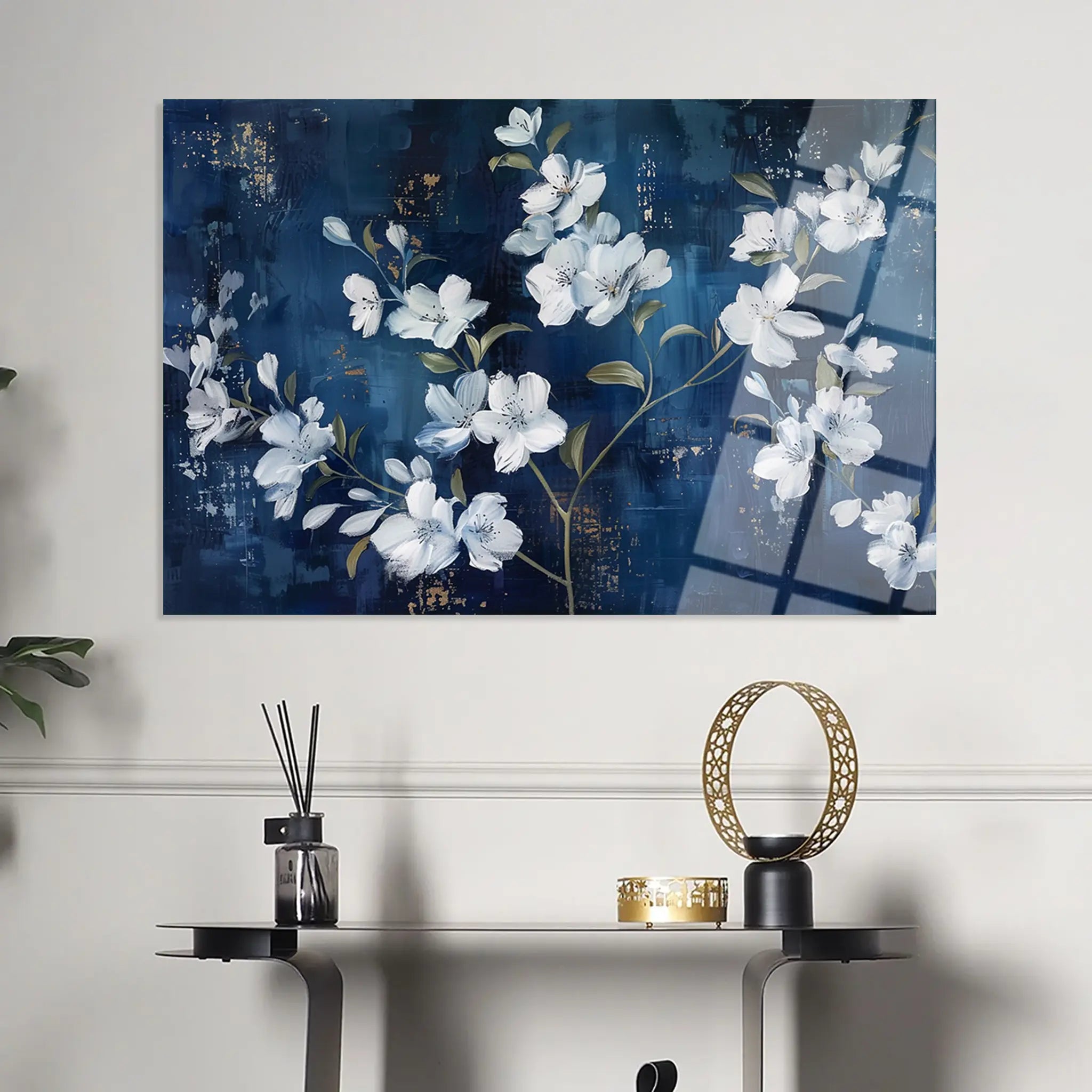 Floral Glass Wall Art GAD129-F 90 x 60 cm