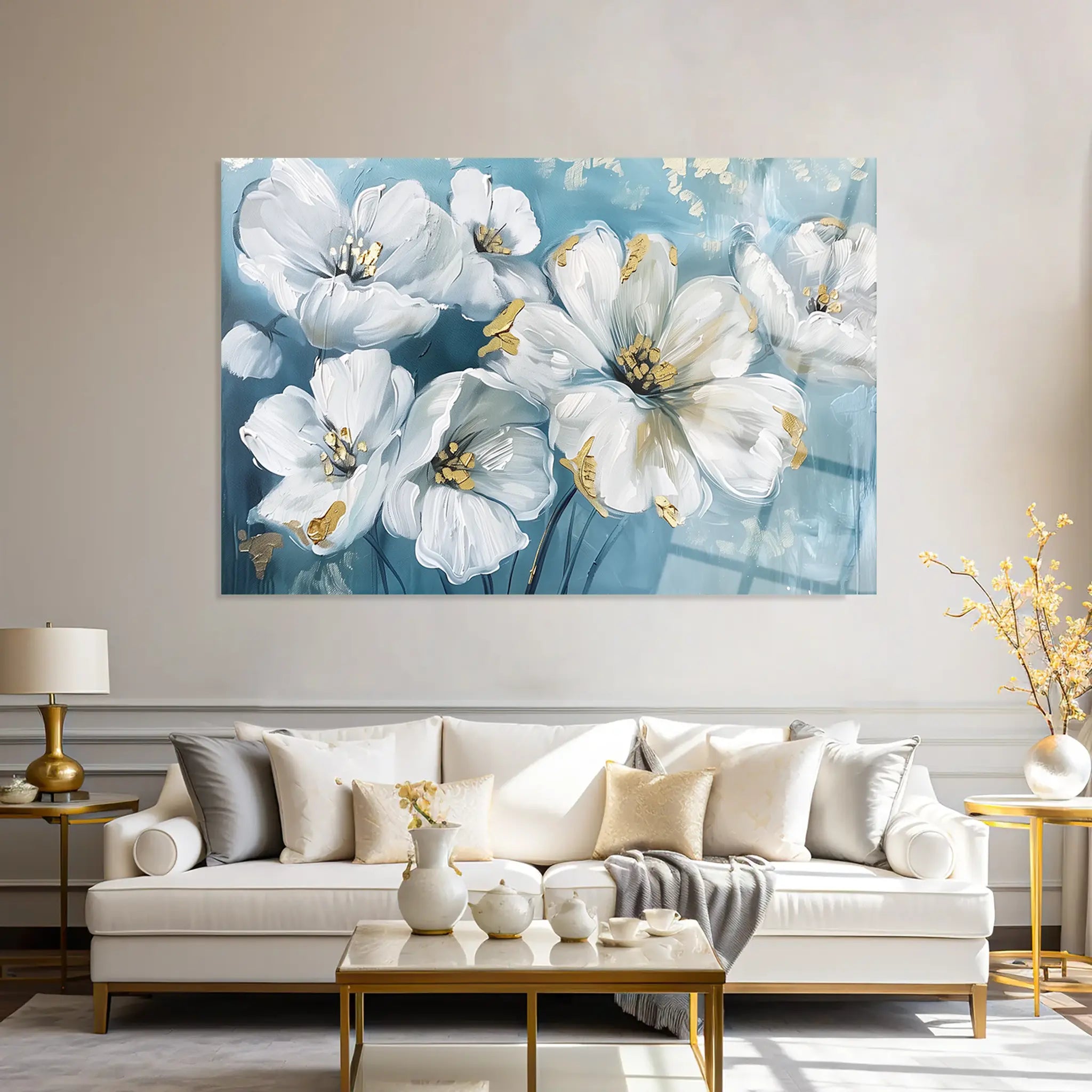 Floral Glass Wall Art GAD130-F 90 x 60 cm