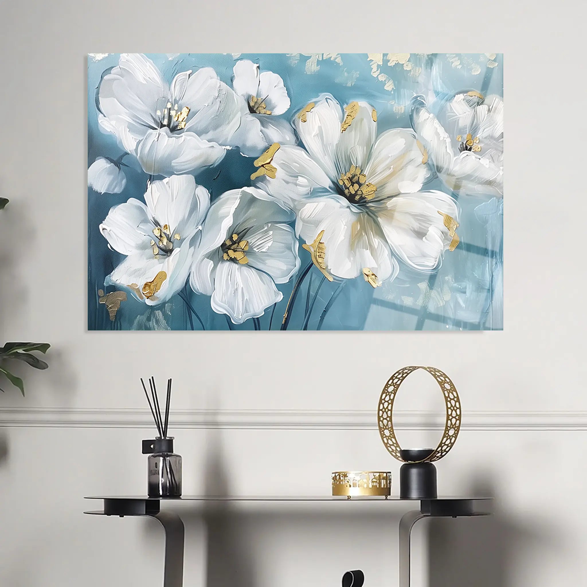 Floral Glass Wall Art GAD130-F 90 x 60 cm