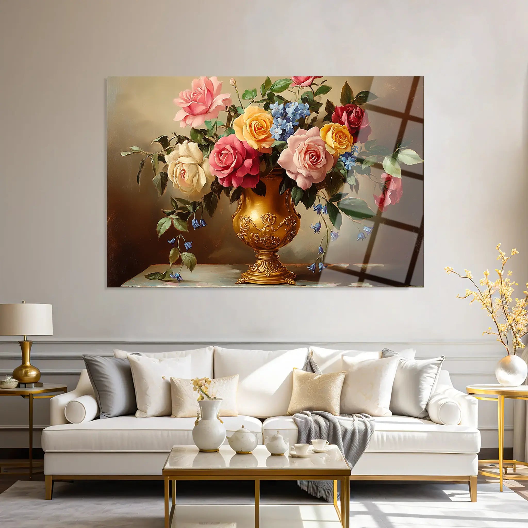 Floral Glass Wall Art GAD133-F 90 x 60 cm