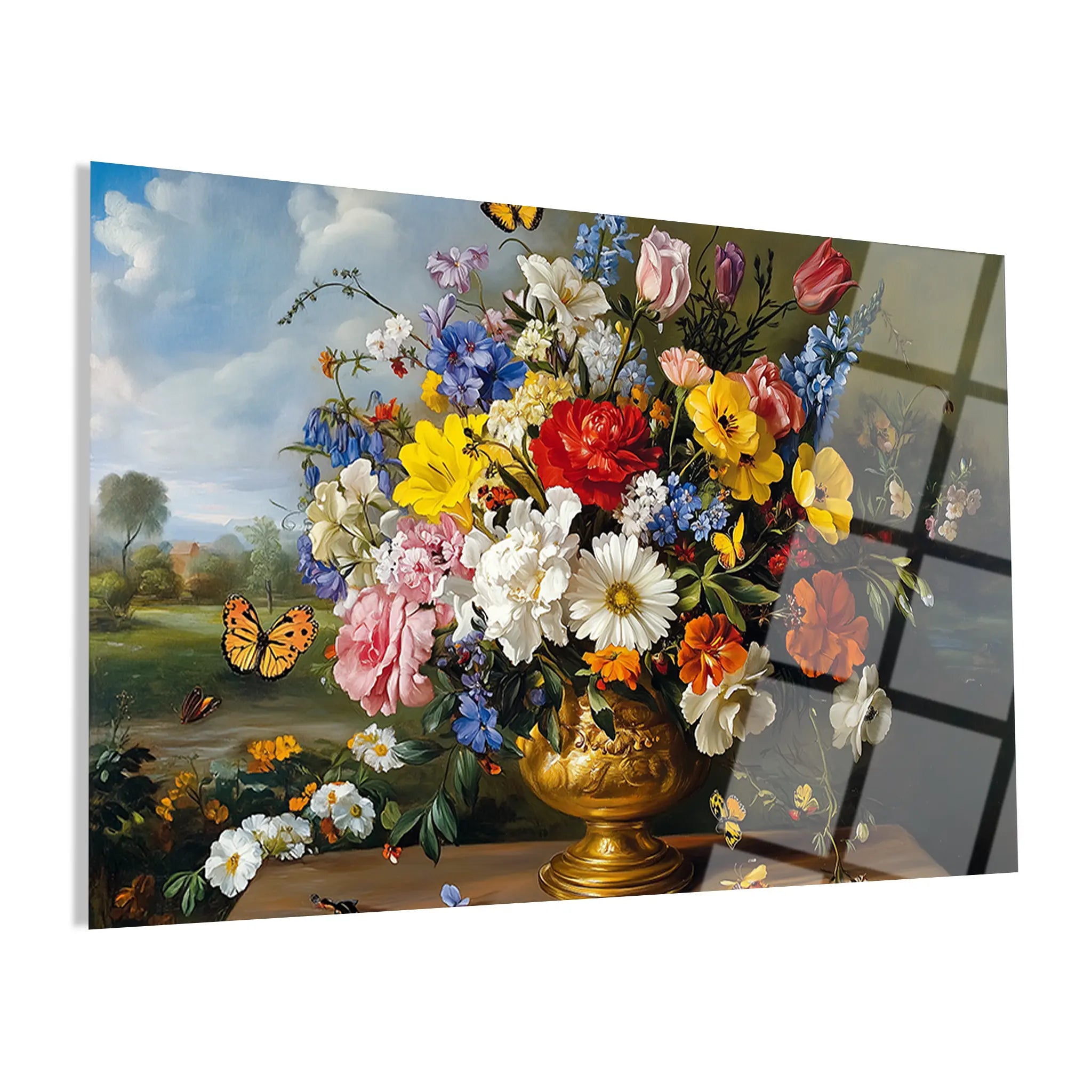 Floral Glass Wall Art GAD134-F 90 x 60 cm