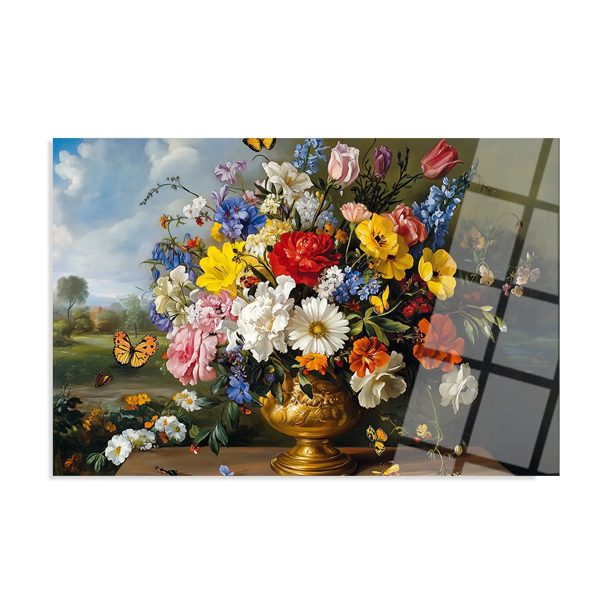 Floral Glass Wall Art GAD134-F 90 x 60 cm