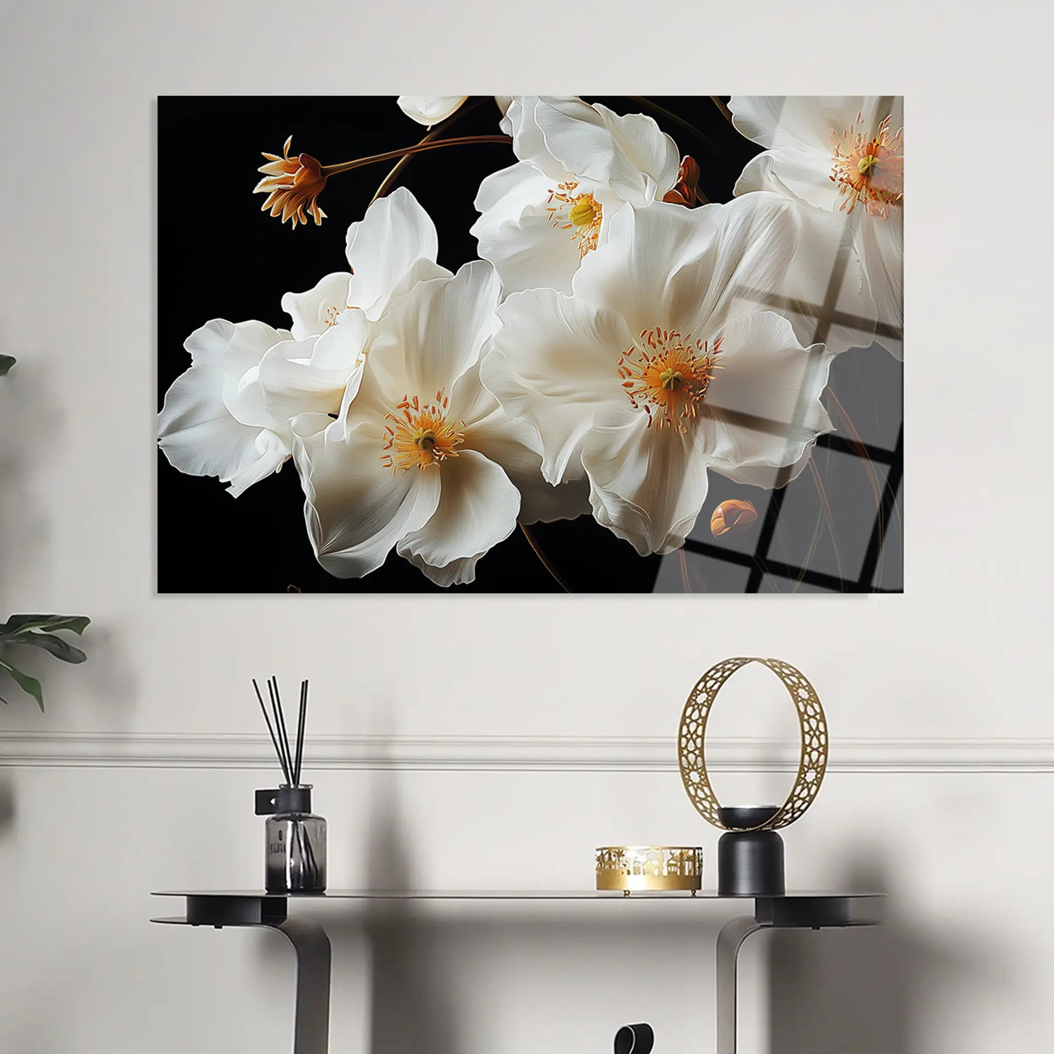 Floral Glass Wall Art GAD135-F 90 x 60 cm