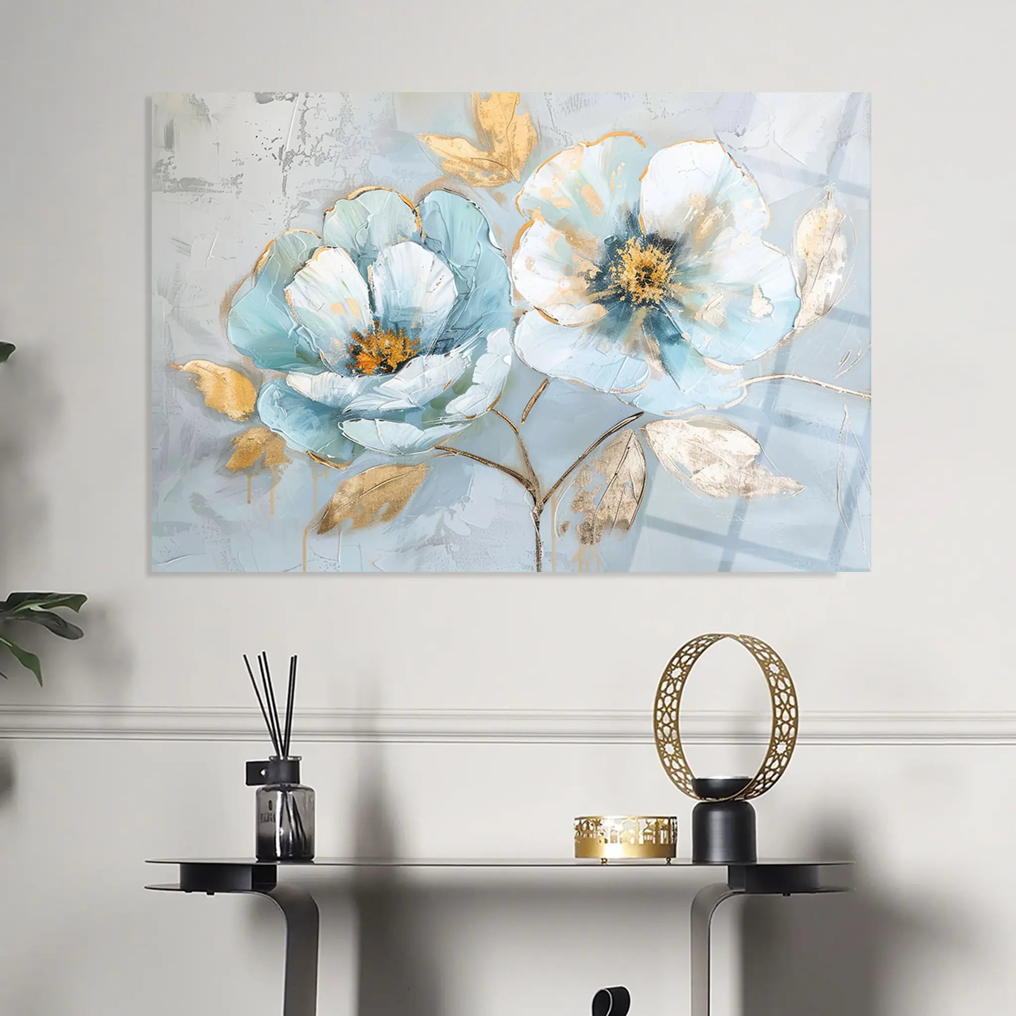 Floral Glass Wall Art GAD138-F 90 x 60 cm