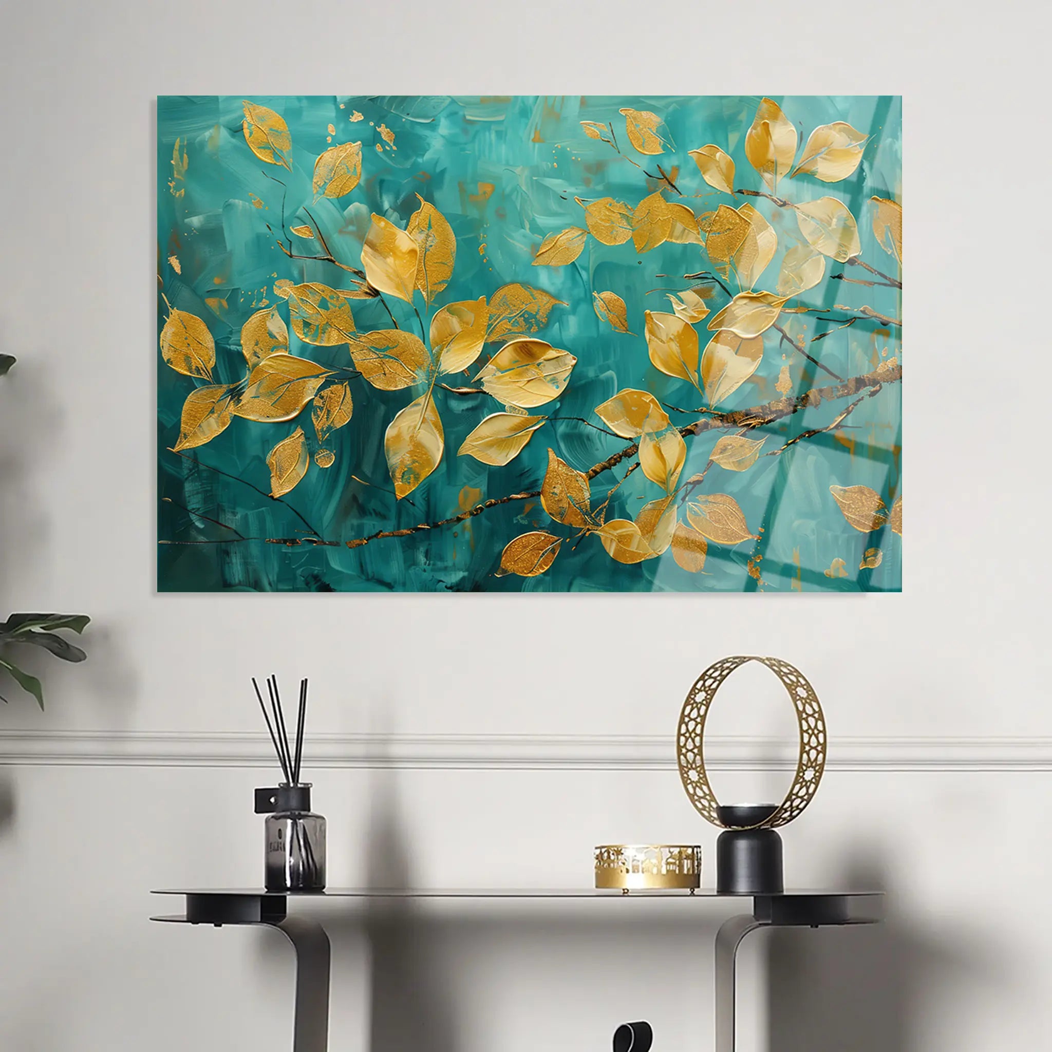 Floral Glass Wall Art GAD140-F 90 x 60 cm