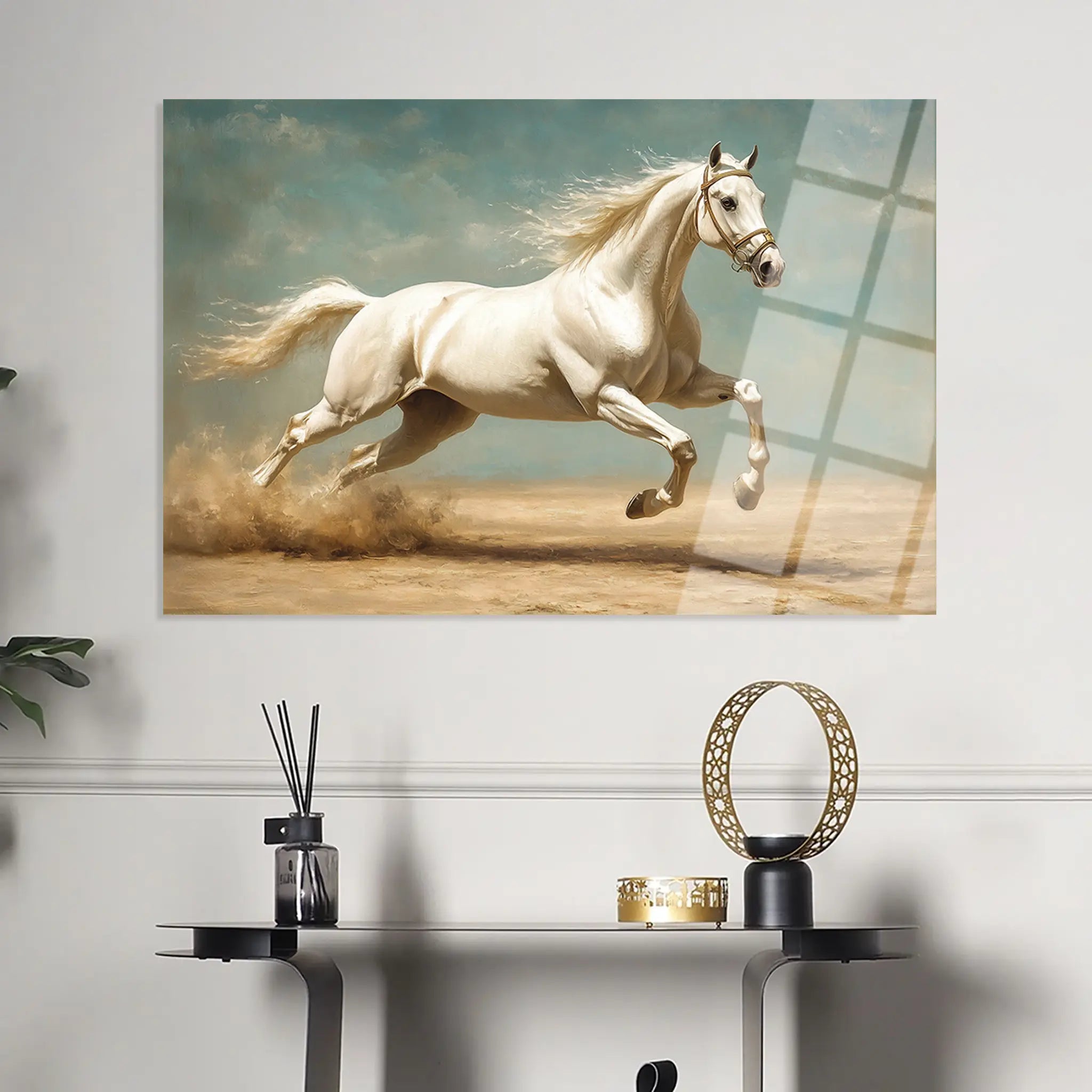 Horses Glass Wall Art GAD223-H 90 x 60 cm