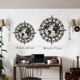Compass And World Map Metal Wall Art