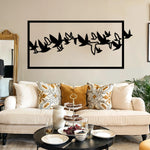 Sleek Flying Birds Metal Wall Art 72 × 33 cm / Black