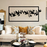Sleek Flying Birds Metal Wall Art 72 × 33 cm / Black