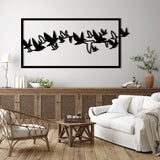 Sleek Flying Birds Metal Wall Art 72 × 33 cm / Black