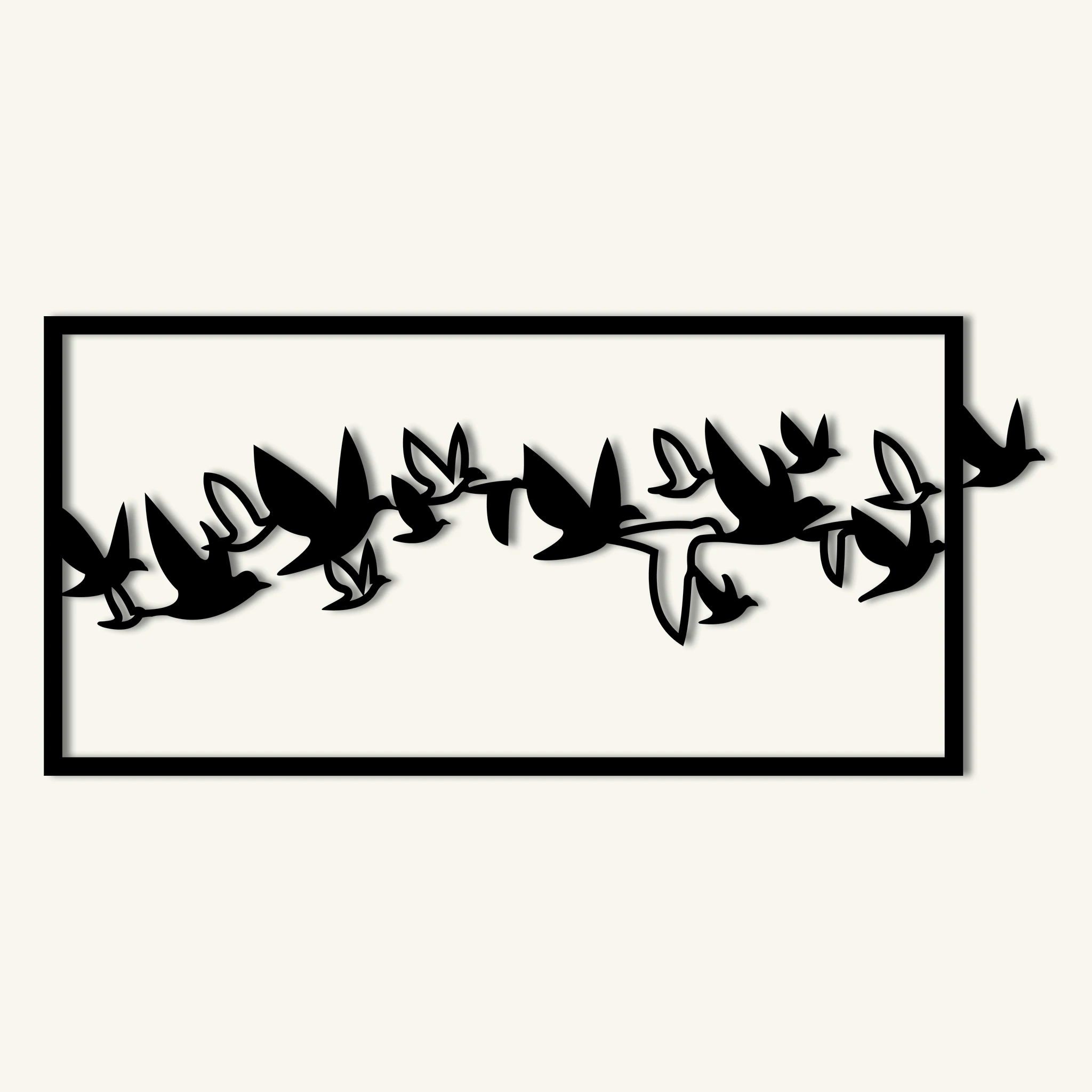 Sleek Flying Birds Metal Wall Art 72 × 33 cm / Black