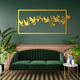 Sleek Flying Birds Metal Wall Art 72 × 33 cm / Black