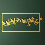 Sleek Flying Birds Metal Wall Art 72 × 33 cm / Black