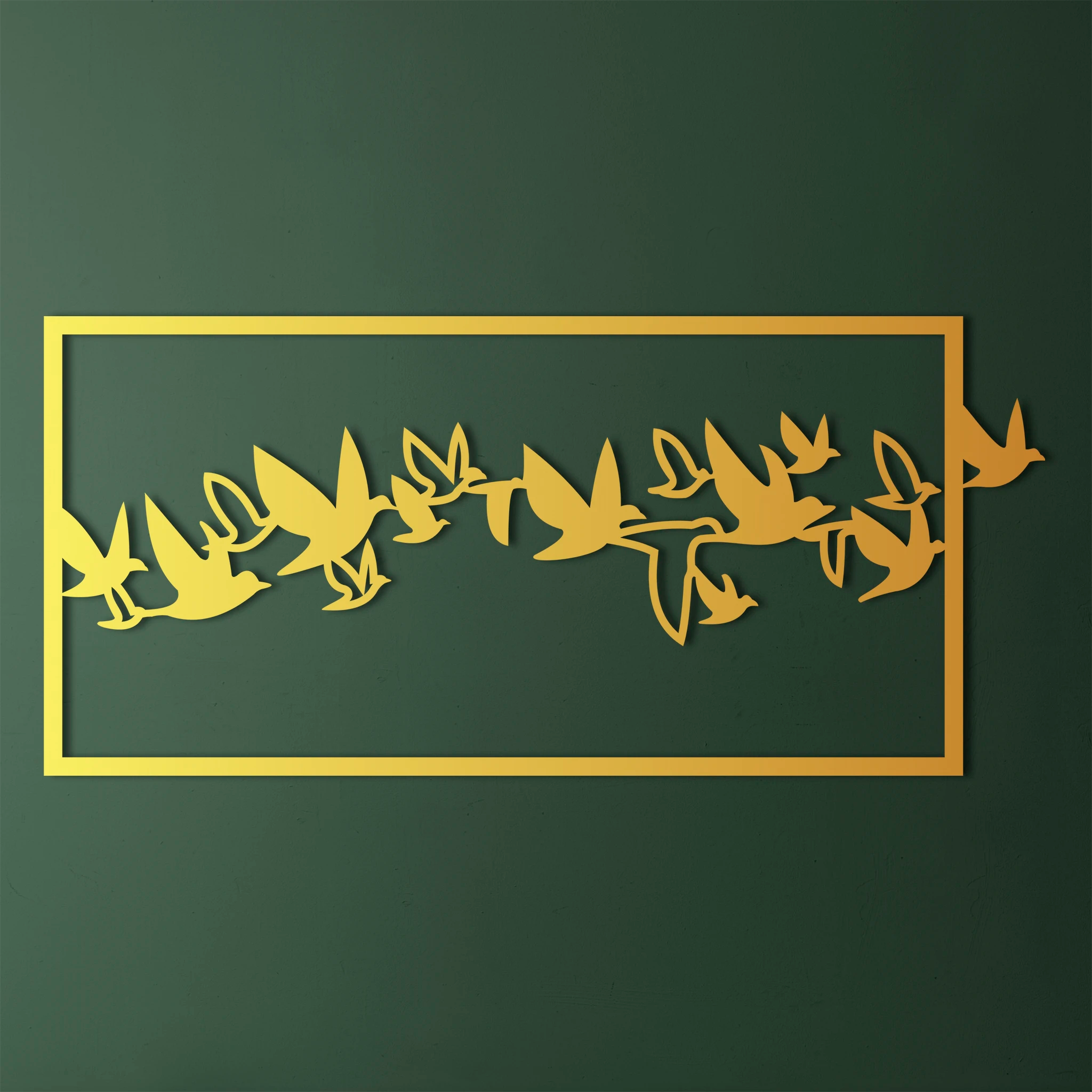 Sleek Flying Birds Metal Wall Art 72 × 33 cm / Black