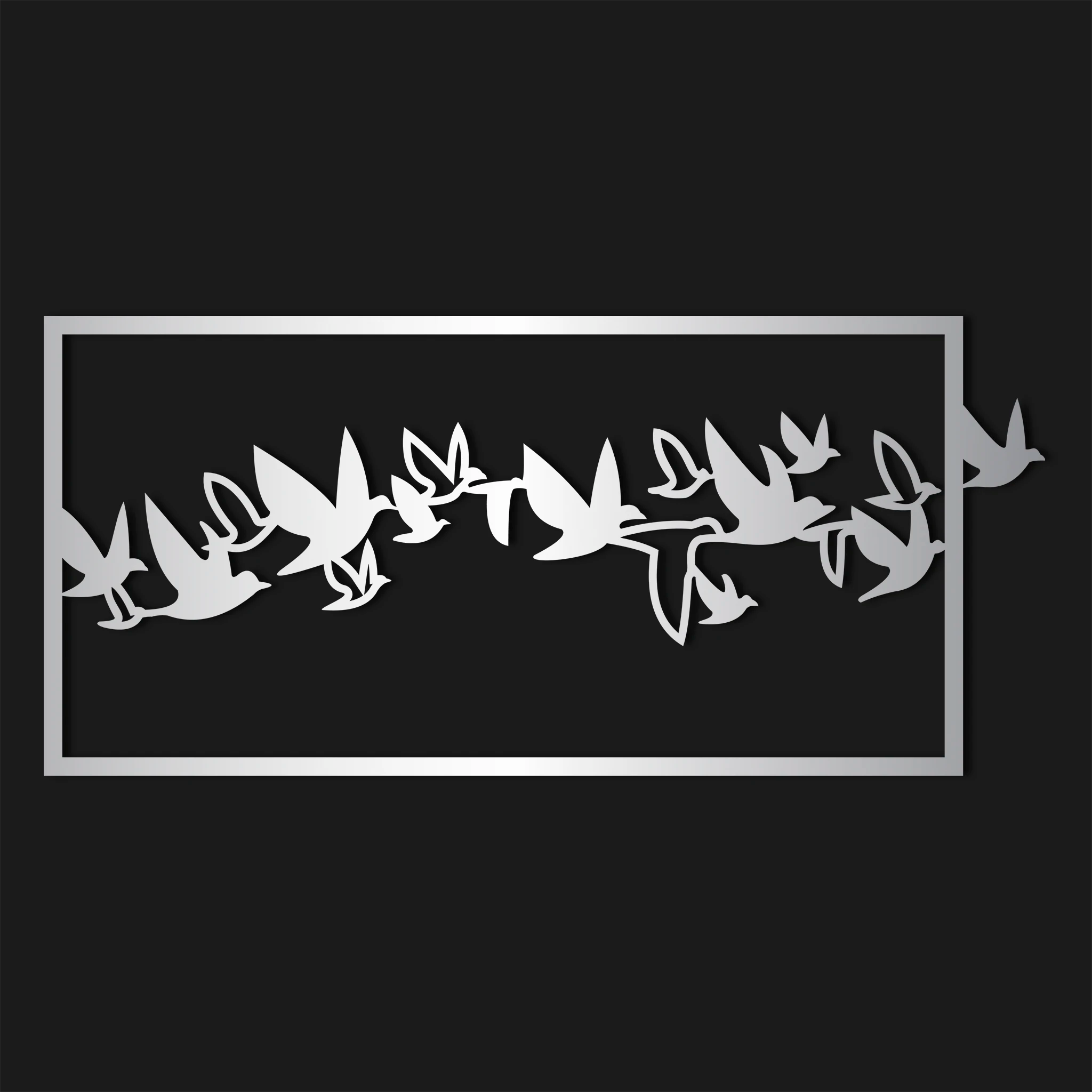 Sleek Flying Birds Metal Wall Art 72 × 33 cm / Black