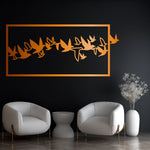 Sleek Flying Birds Metal Wall Art 72 × 33 cm / Black