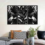 Modern Tropical Leaves Metal Wall Art Set 39 × 75 cm / Black