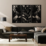 Modern Tropical Leaves Metal Wall Art Set 39 × 75 cm / Black