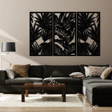 Modern Tropical Leaves Metal Wall Art Set 39 × 75 cm / Black